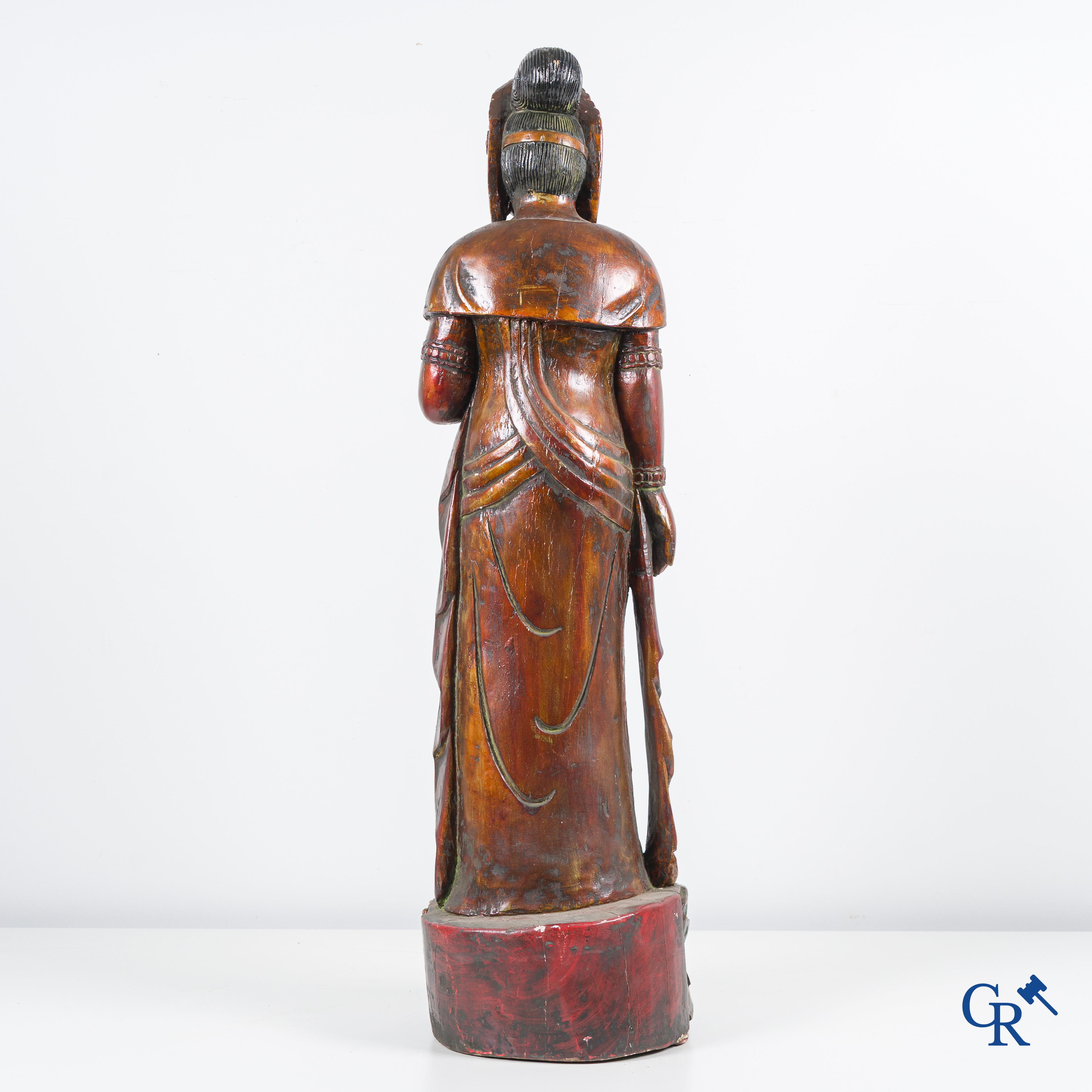 Asian Art, A wooden statue of Guanyin. 19th century.