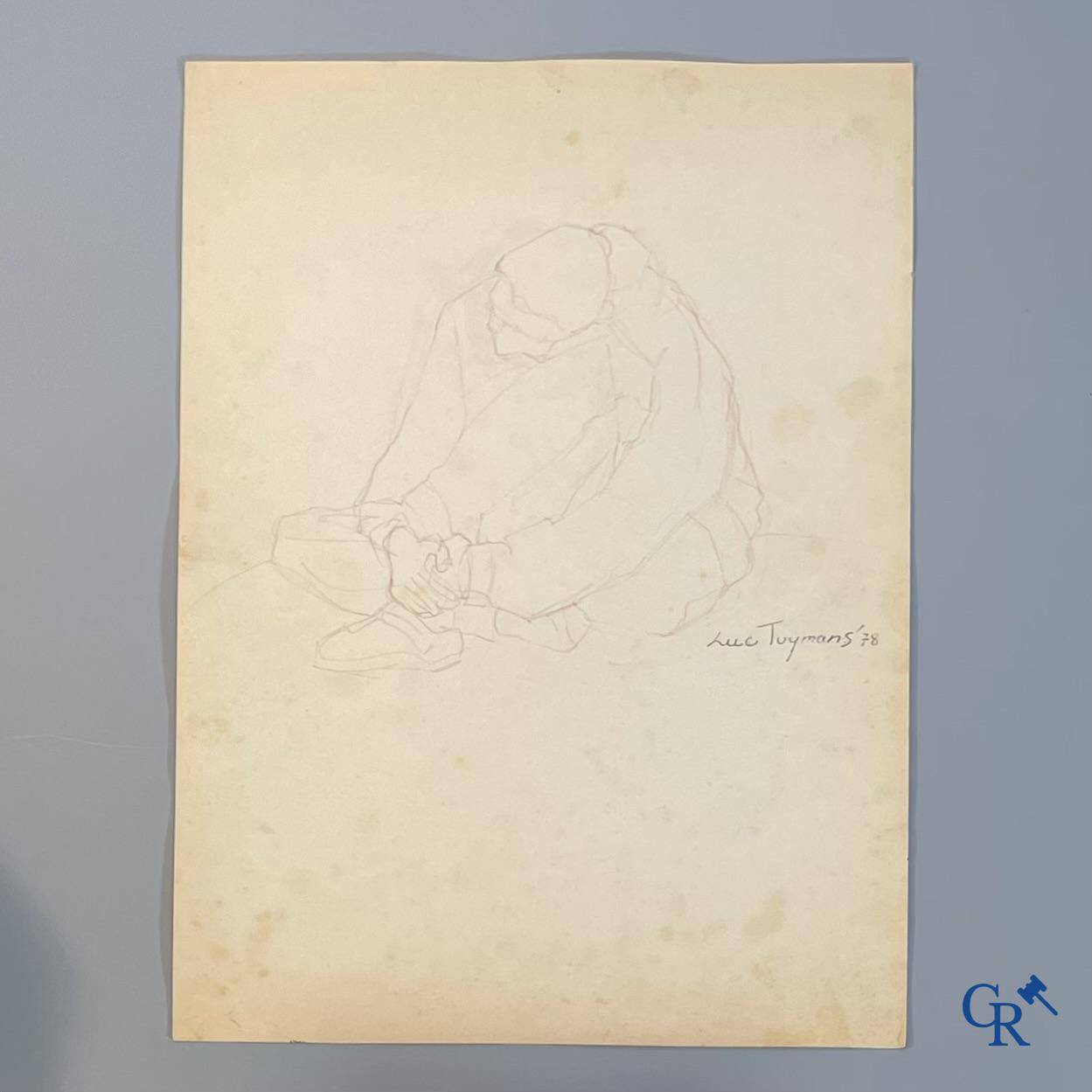 4 academische schetsen gesigneerd Luc Tuymans '78.