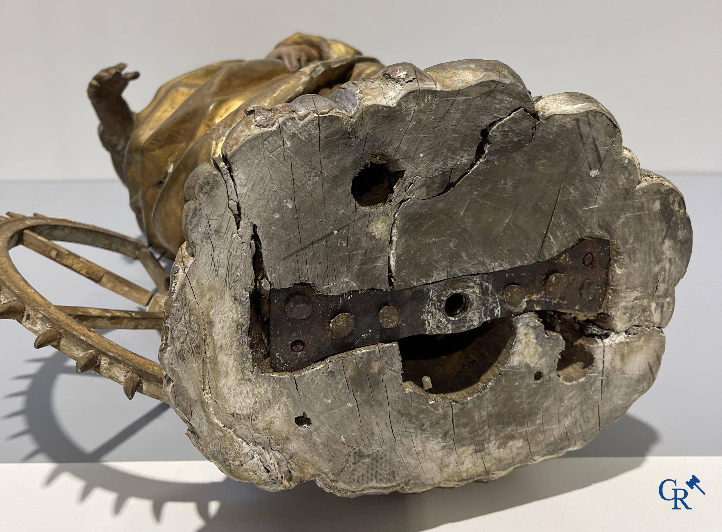 Exceptionally polychrome wooden statue of Saint Catherine of Alexandria with glass eyes, 18th century.