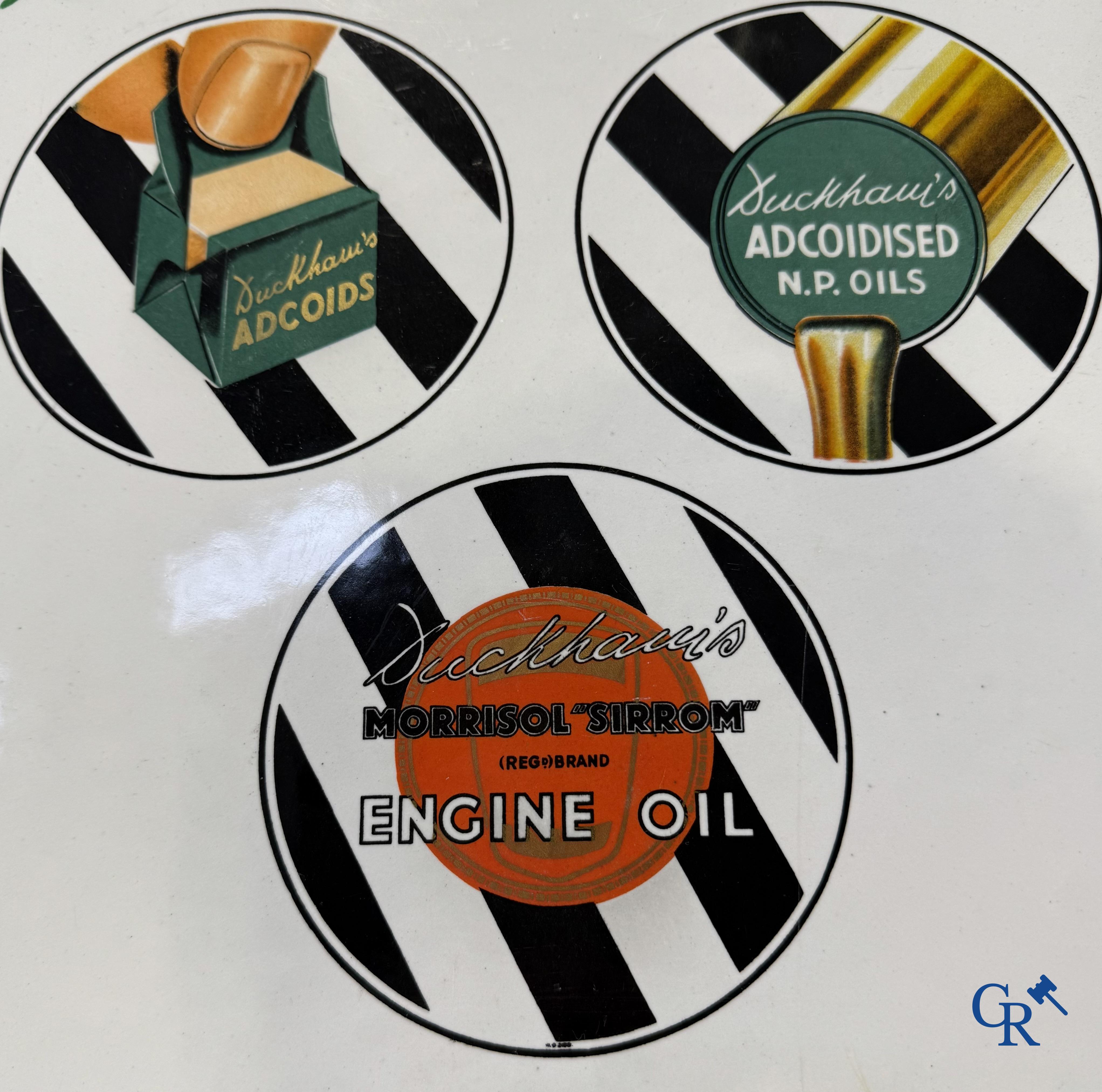 Duckham's Motor Oil. "Best in the World" Beautifully enamelled advertising thermometer sign. English production.