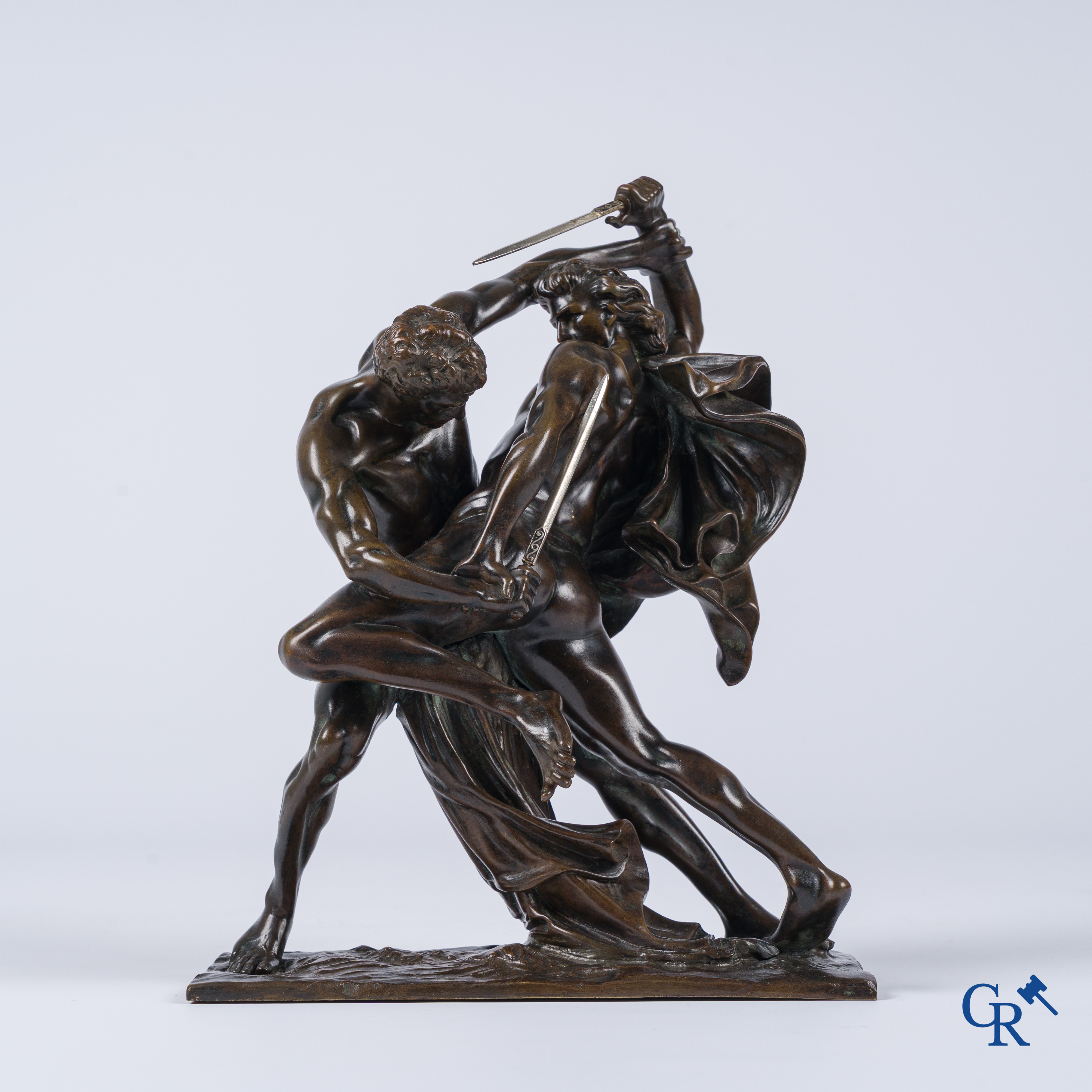 After Johann Peter Molin (1814-1873) "The Fight" Bronze with brown patina. 19th century.