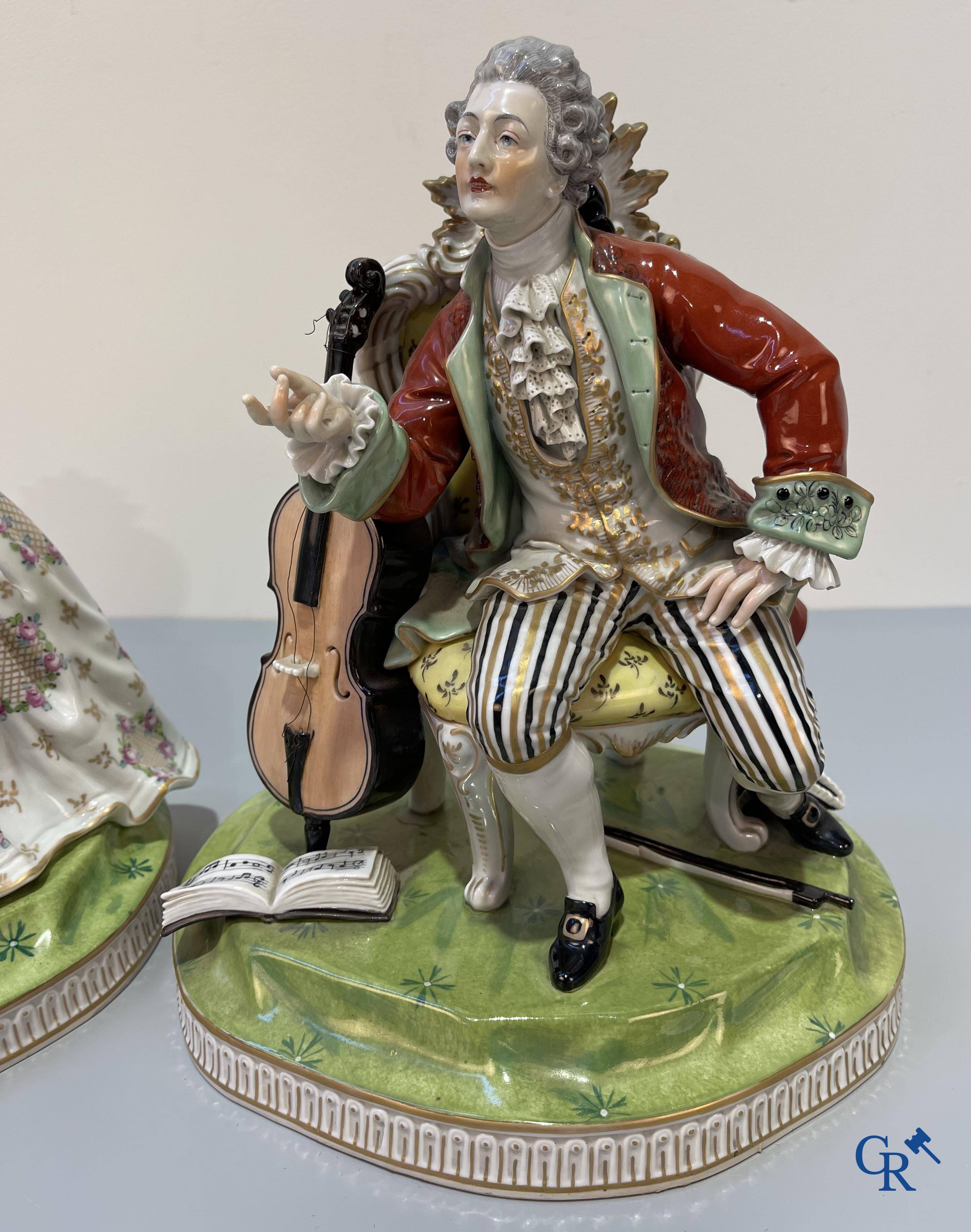 European porcelain, a pair of imposing groups in German porcelain, probably Carl Thieme, Dresden. circa 1900.