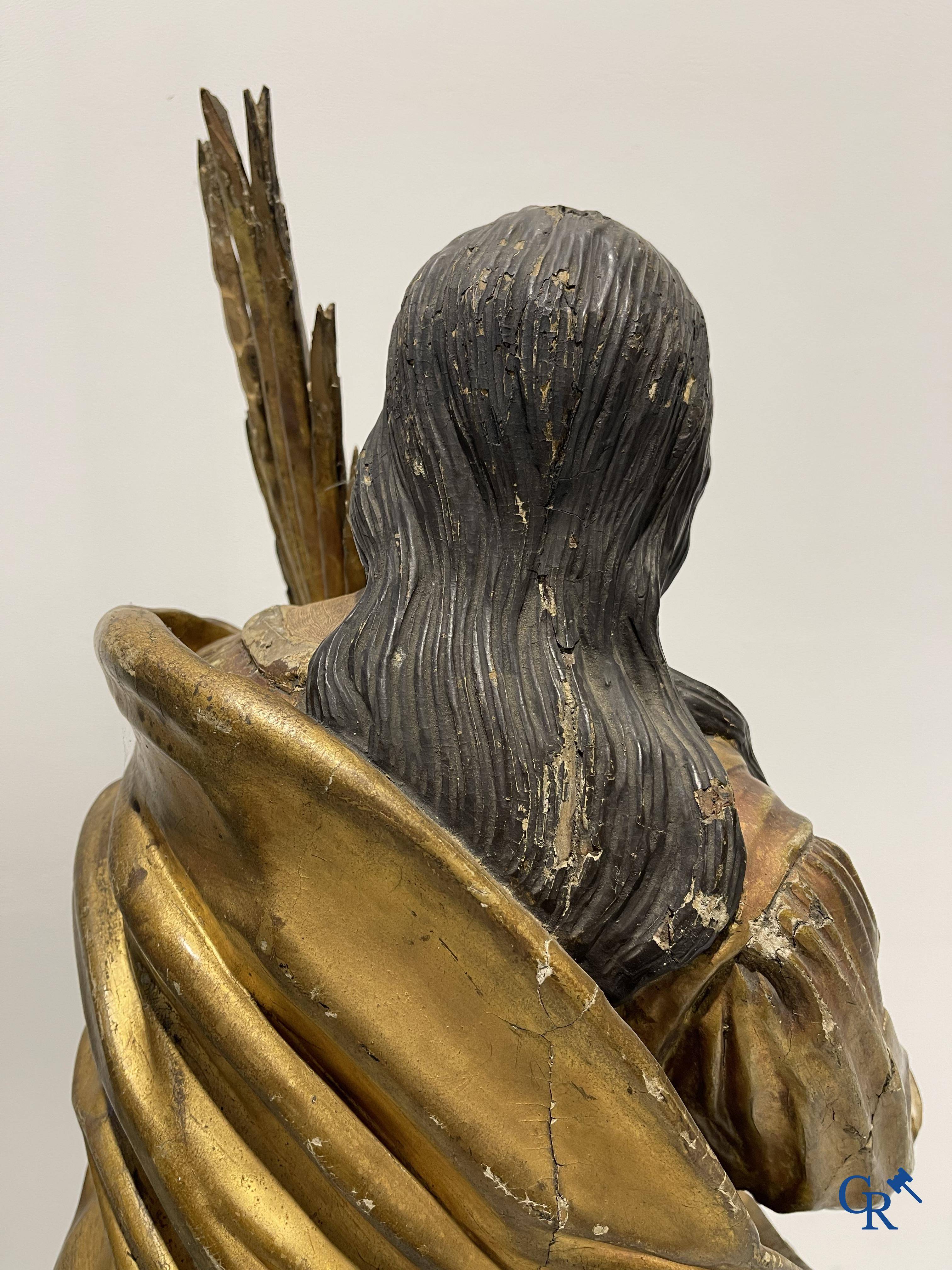 Exceptionally polychrome wooden statue of Saint Catherine of Alexandria with glass eyes, 18th century.