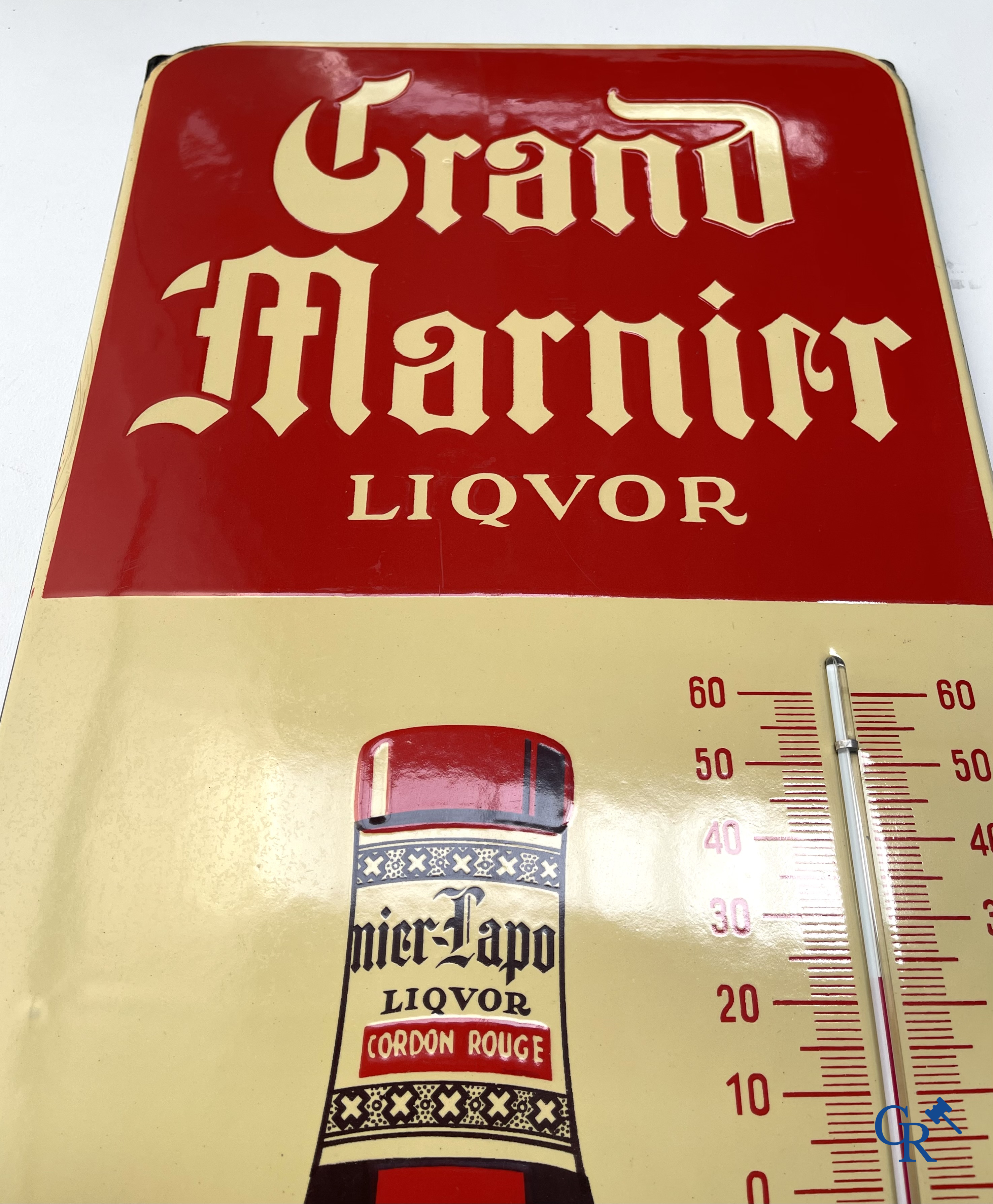 Grand Marnier, Large enamel publicity thermometer for the Grand Marnier liqueur. Enamel Alsacienne Strasbourg.