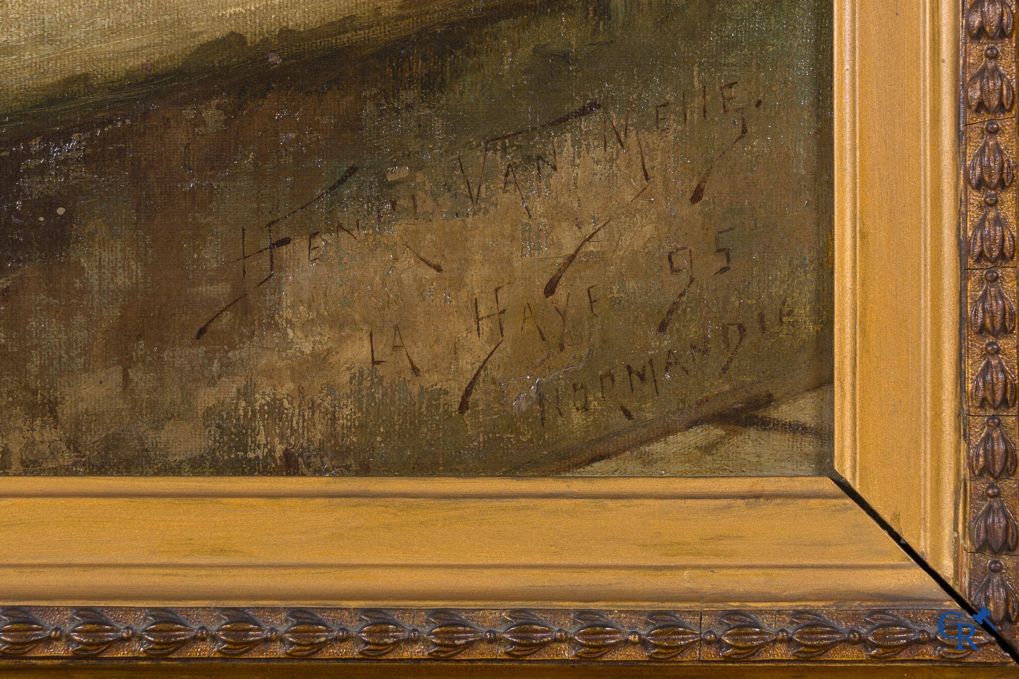 Henri Van Melle (1859-1930) "The little beggar" oil on canvas, Signed.