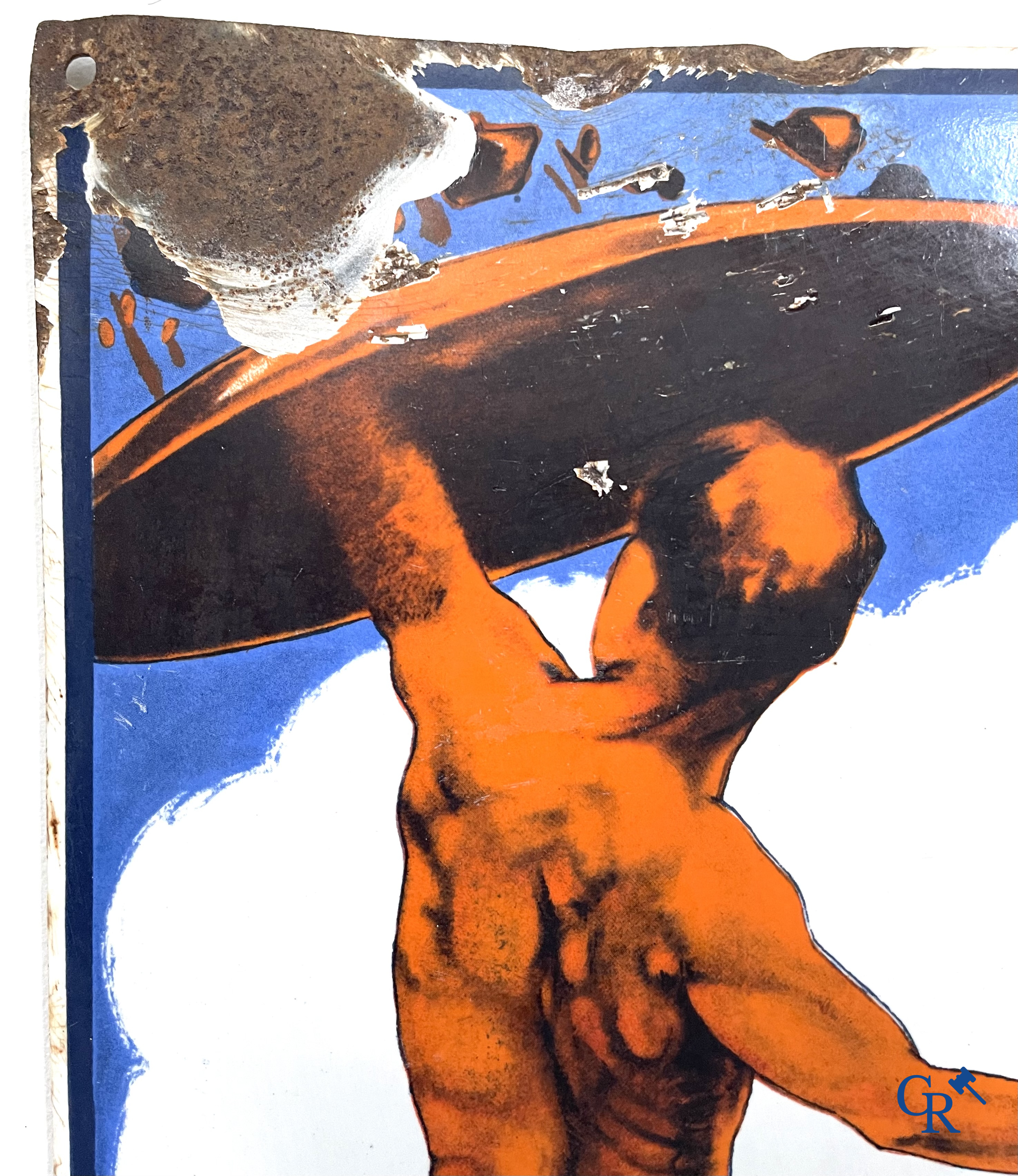 Prevoyance Sociale, enamel sign for Social Security insurances. Pyro-email Boos & Hahn. 1930's.