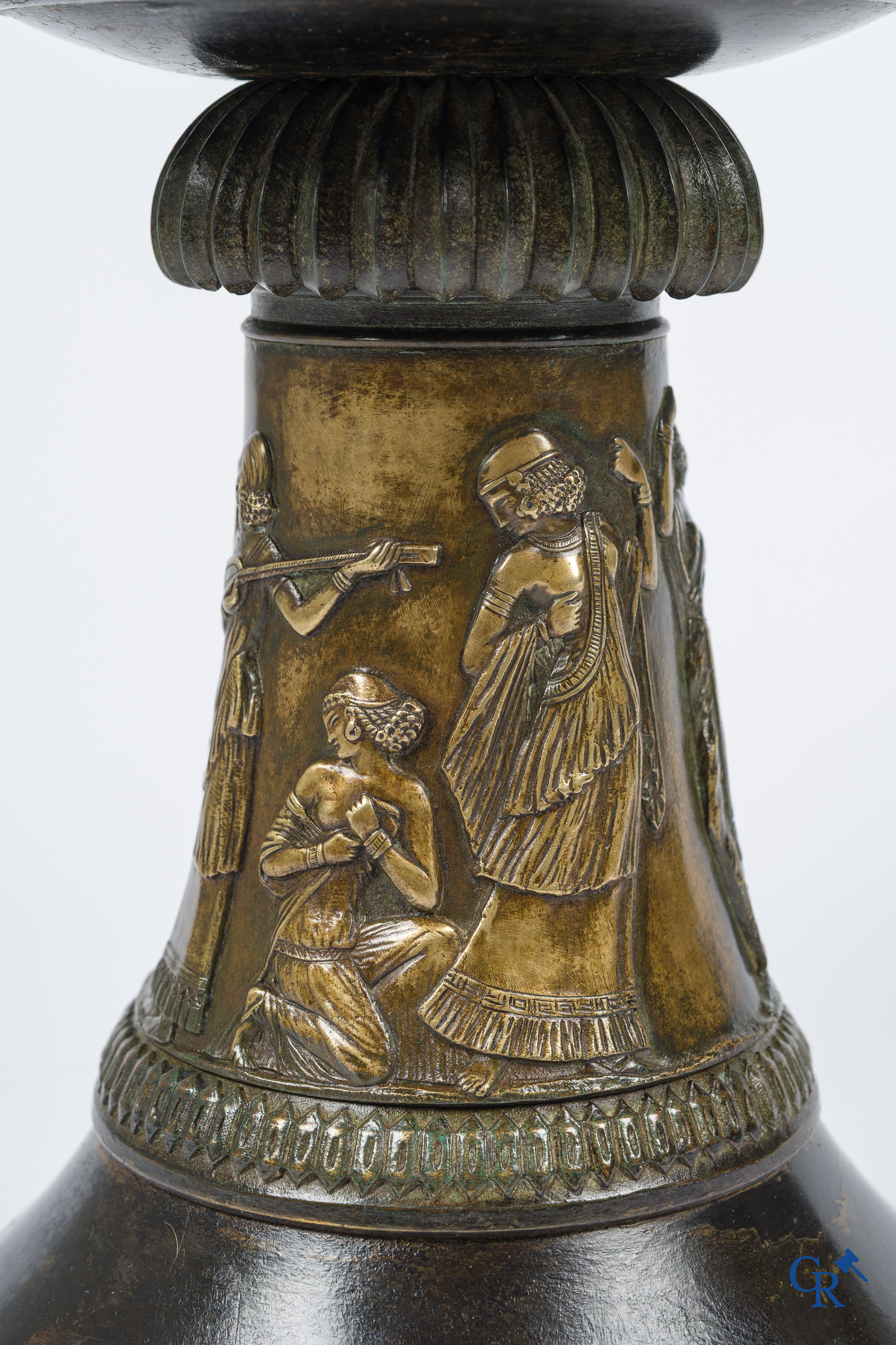 Charles Stanislas Matifat (1820-1875) Bronze Kylix-shaped vase with Lamassu handles. France circa 1860.