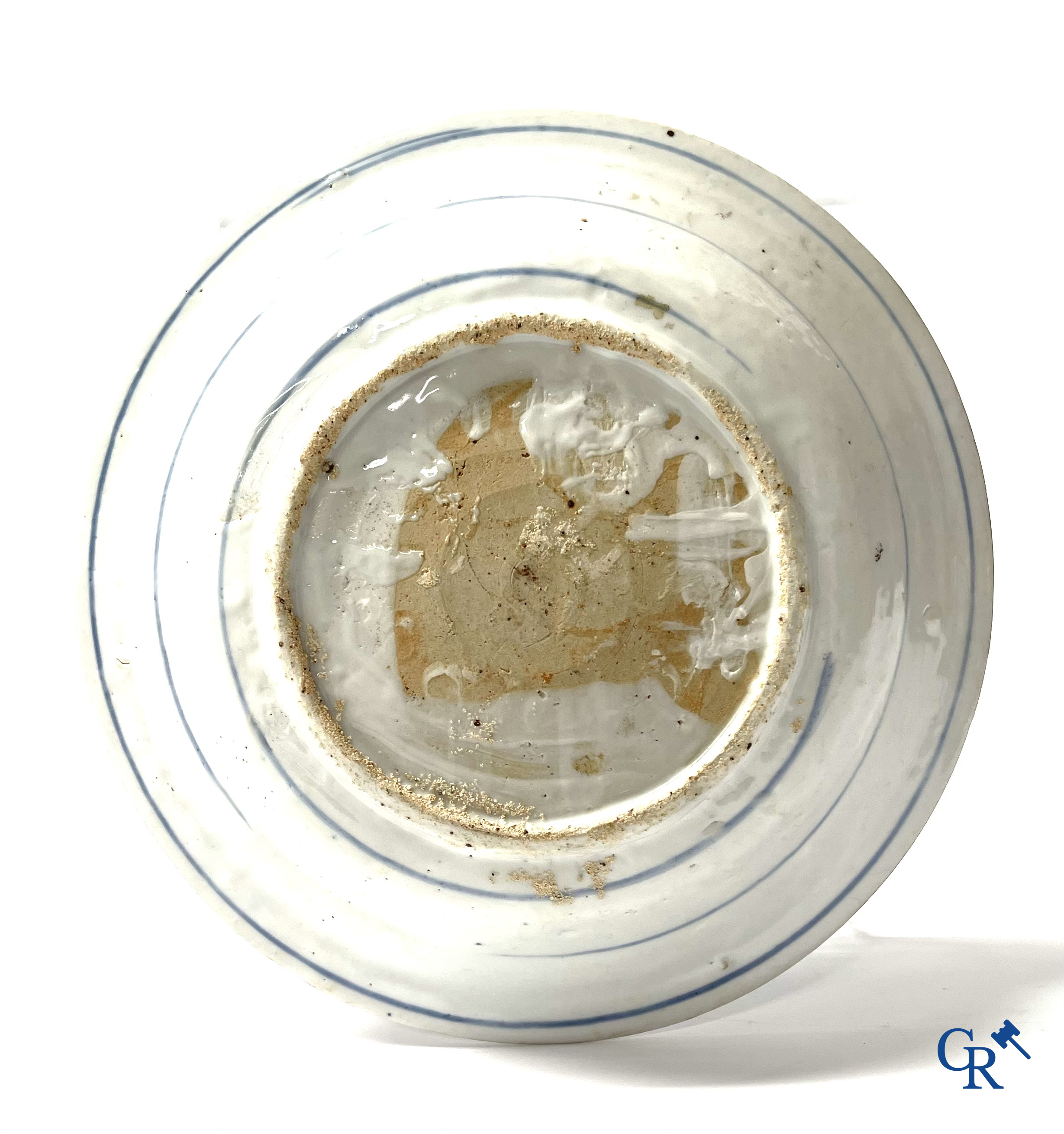 Asian Art, A pair of large Swatow Chinese blue and white dishes decorated with a peacock. Ming Dynasty. Late XVI century.