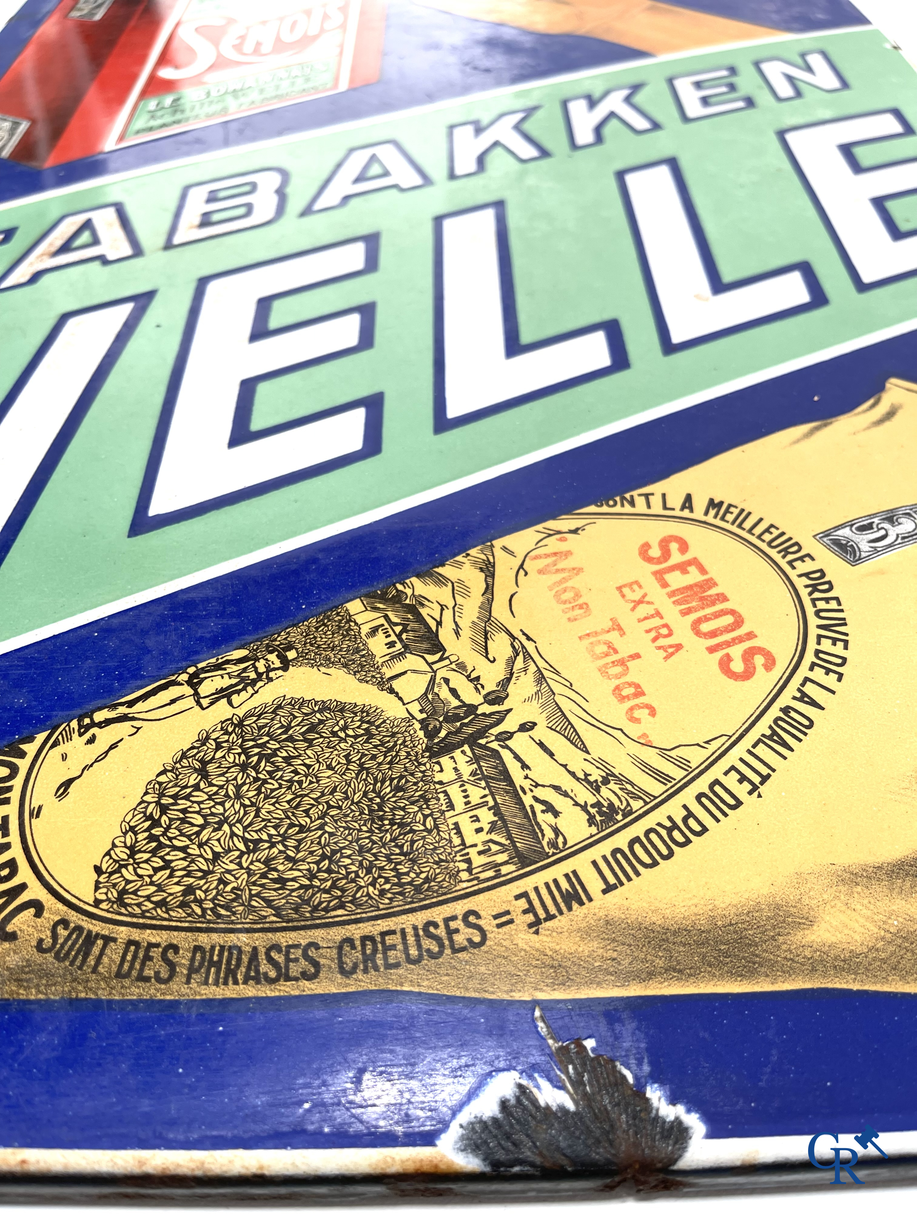 Tabacs Welle, enamel advertising sign for the tobacco of Achille Welle, Véritable Tabac de la Semois.
