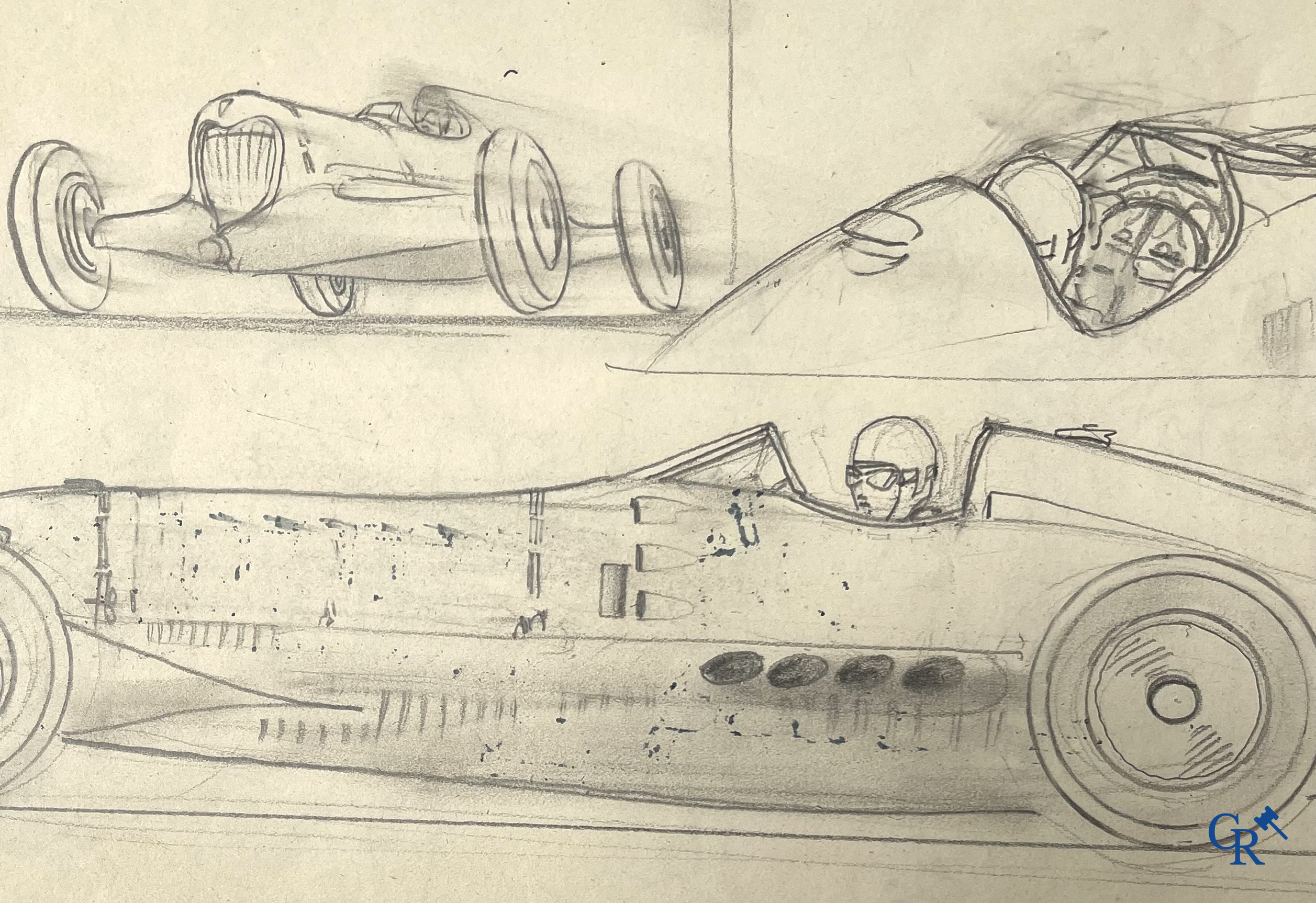 Géo Ham, (Georges Hamel, 1900-1972) "Bolide" Esquisse, crayon sur papier. Années '30.