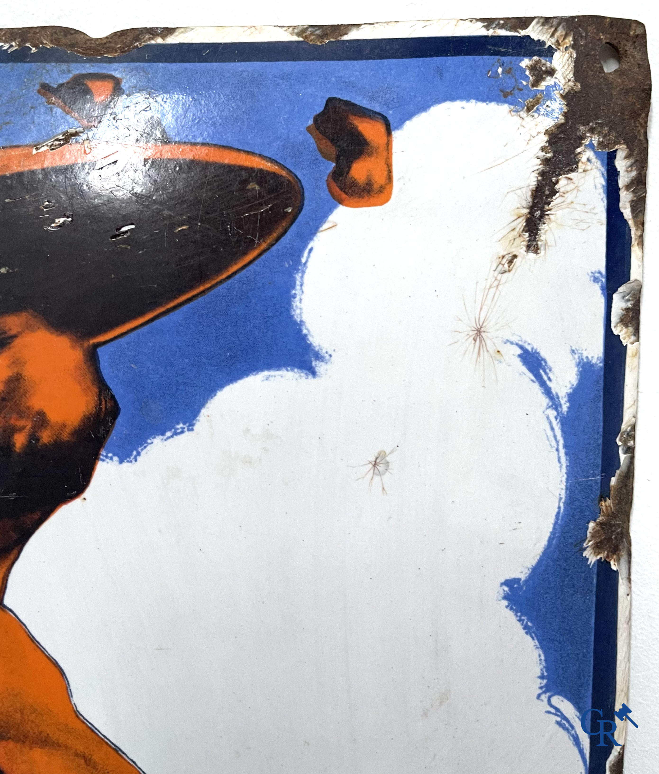 Prevoyance Sociale, enamel sign for Social Security insurances. Pyro-email Boos & Hahn. 1930's.