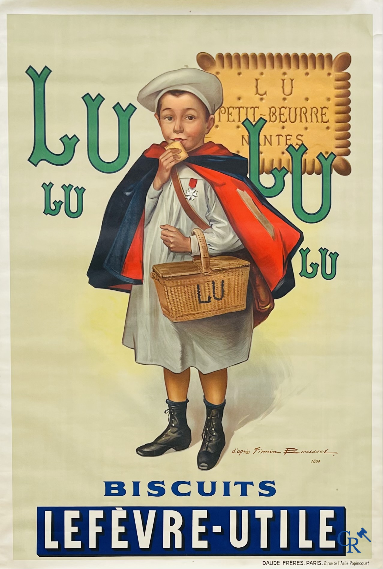 Firmin Bouisset (1859-1925) LU, biscuits Lefèvre-Utile. Lithographie publicitaire pour Petit-Beurre. Daude Frères-Paris.