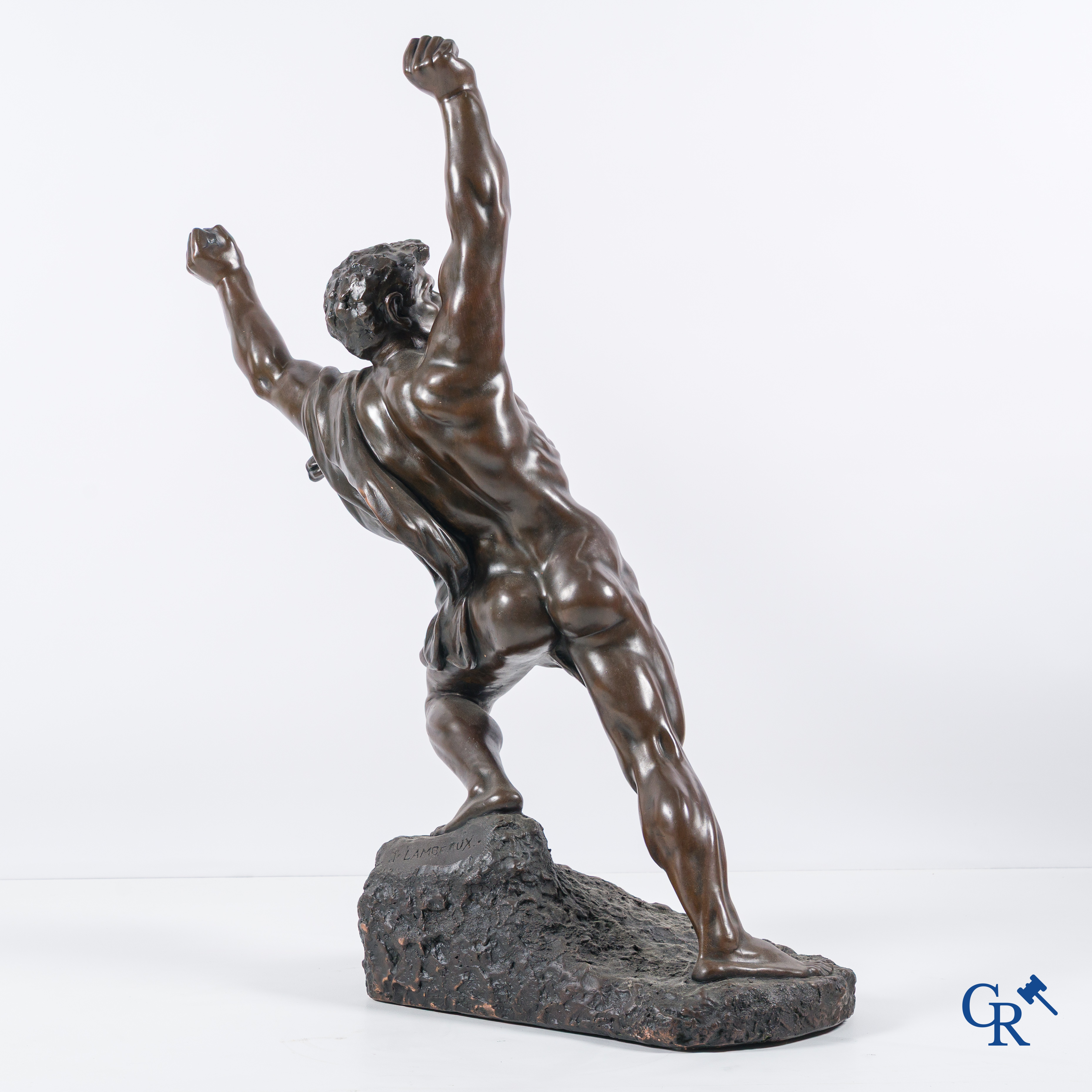 Jef Lambeaux (1852-1908), "Le vainqueur". Large statue in galvano, circa 1900.