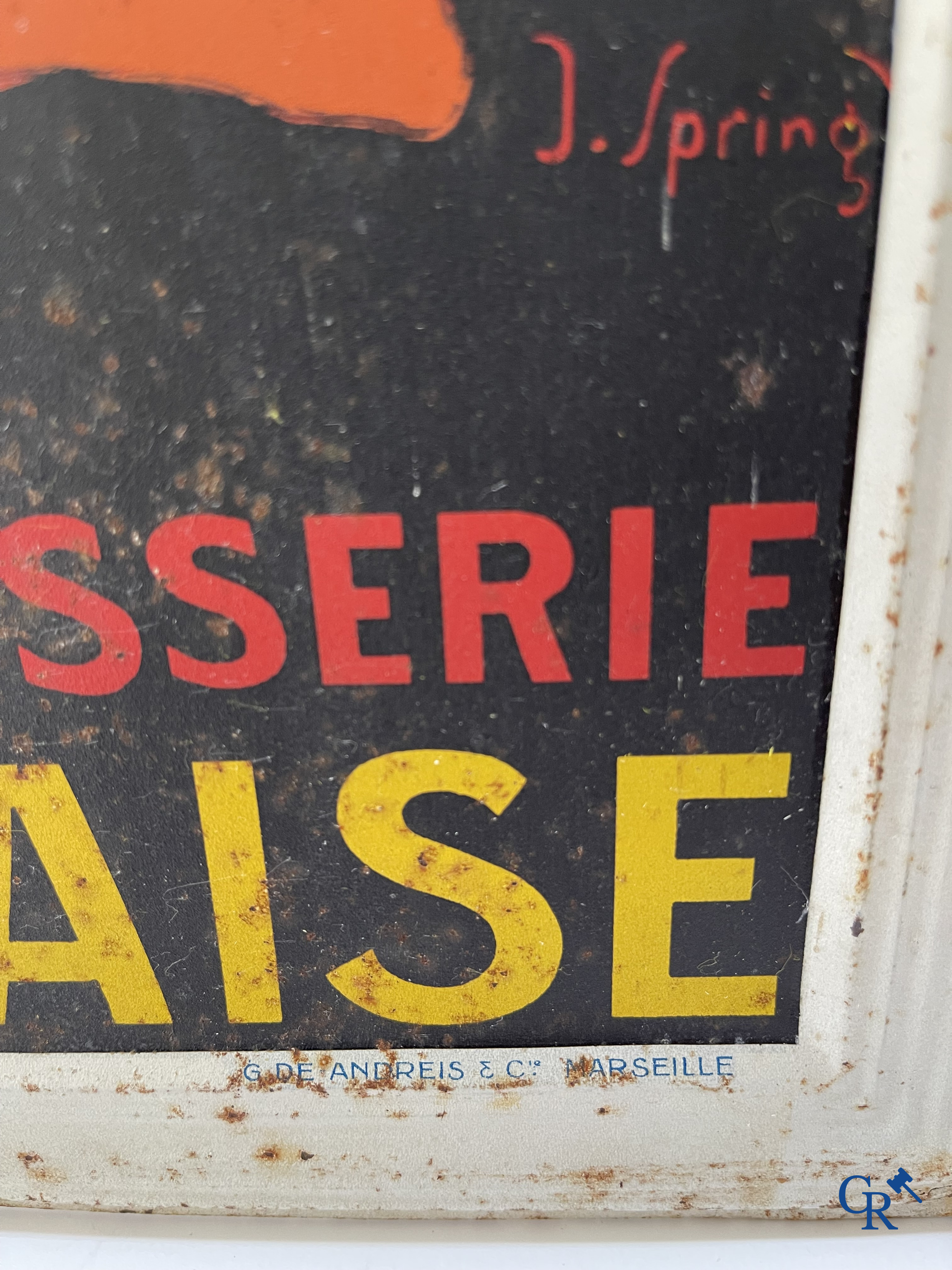 J. Spring (André Lapuszewski, Joseph Stall) Publicity printed on metal for Bière de la Grande Brasserie Ardennaise.
