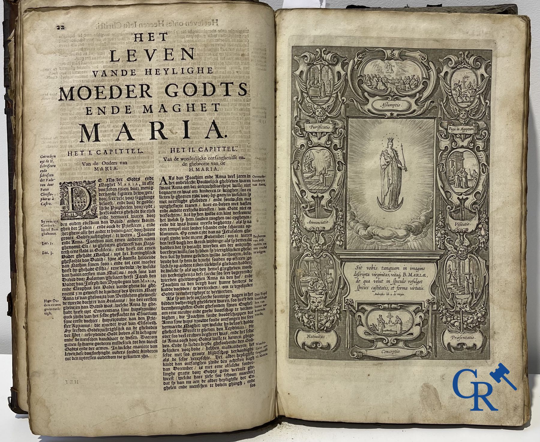 Oude boekdrukken: Pedro de Ribadeneira, Heribert Rosweyde, P. Andreas De Boeye. Antwerpen 1665 en 1631.