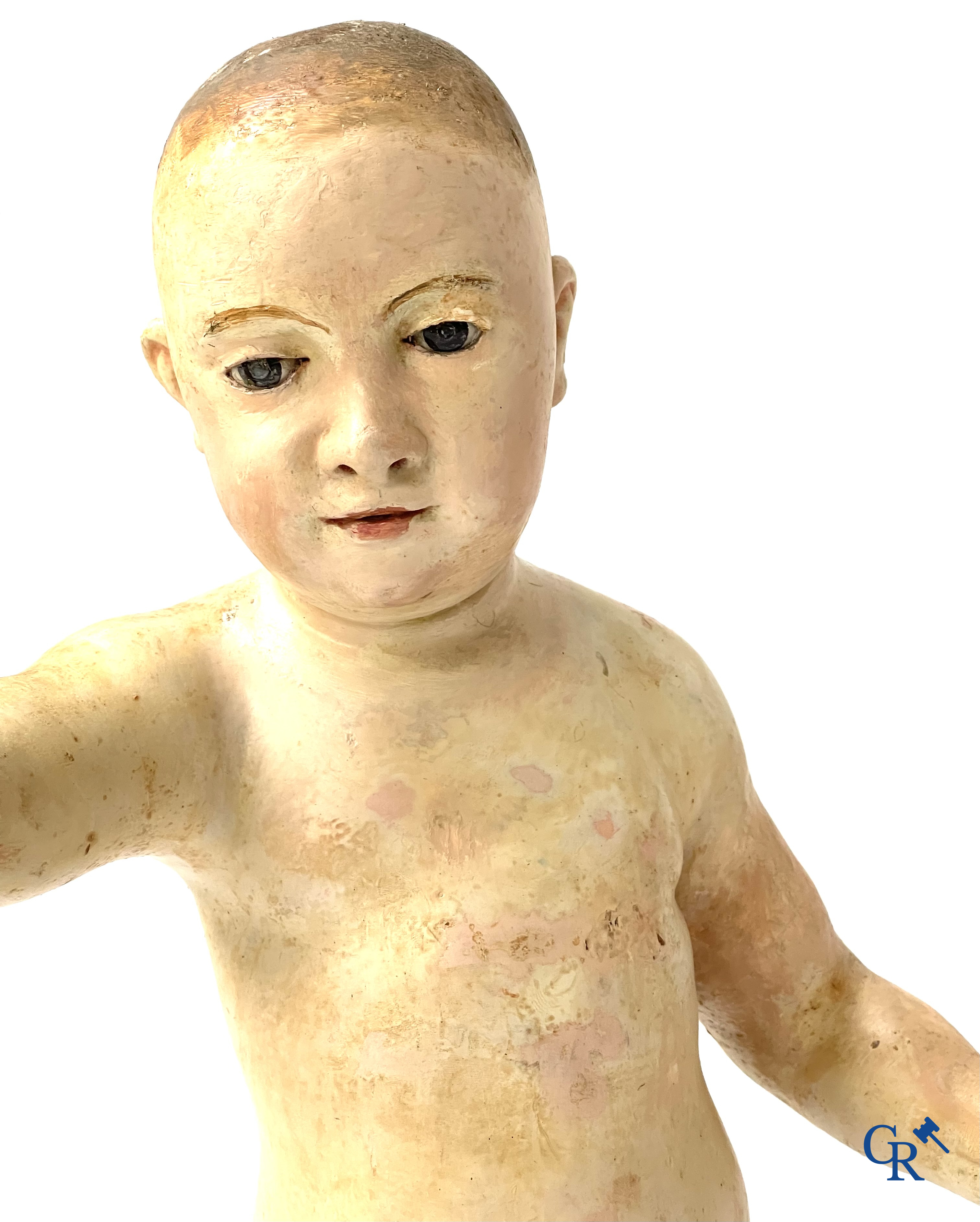 3 carved and polychrome wooden representations of the Christ Child. 18th - 19th century.