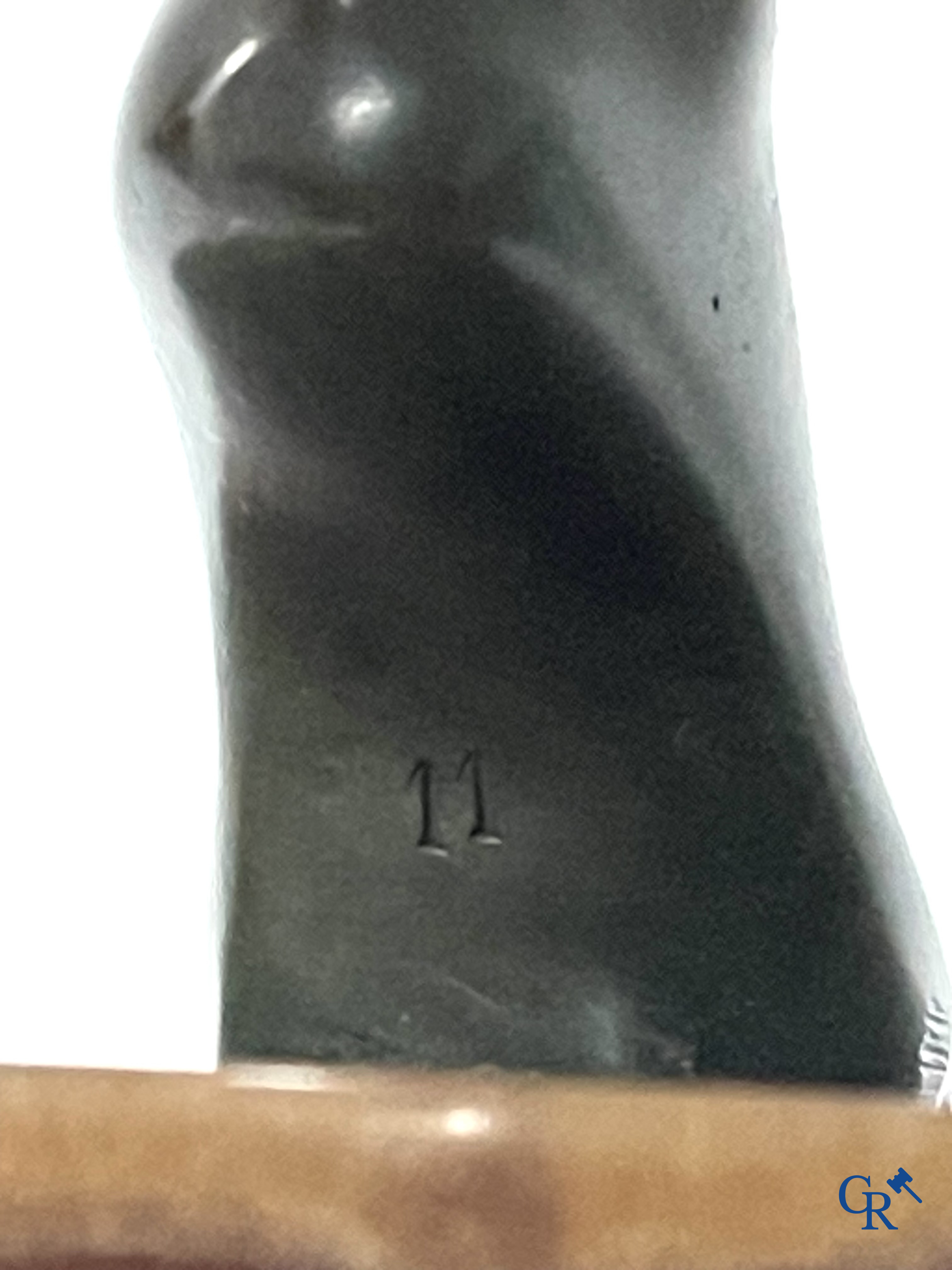 Fanny Rozet (1881-1921), Art Deco sculpture in patinated and damascened bronze. Signed.