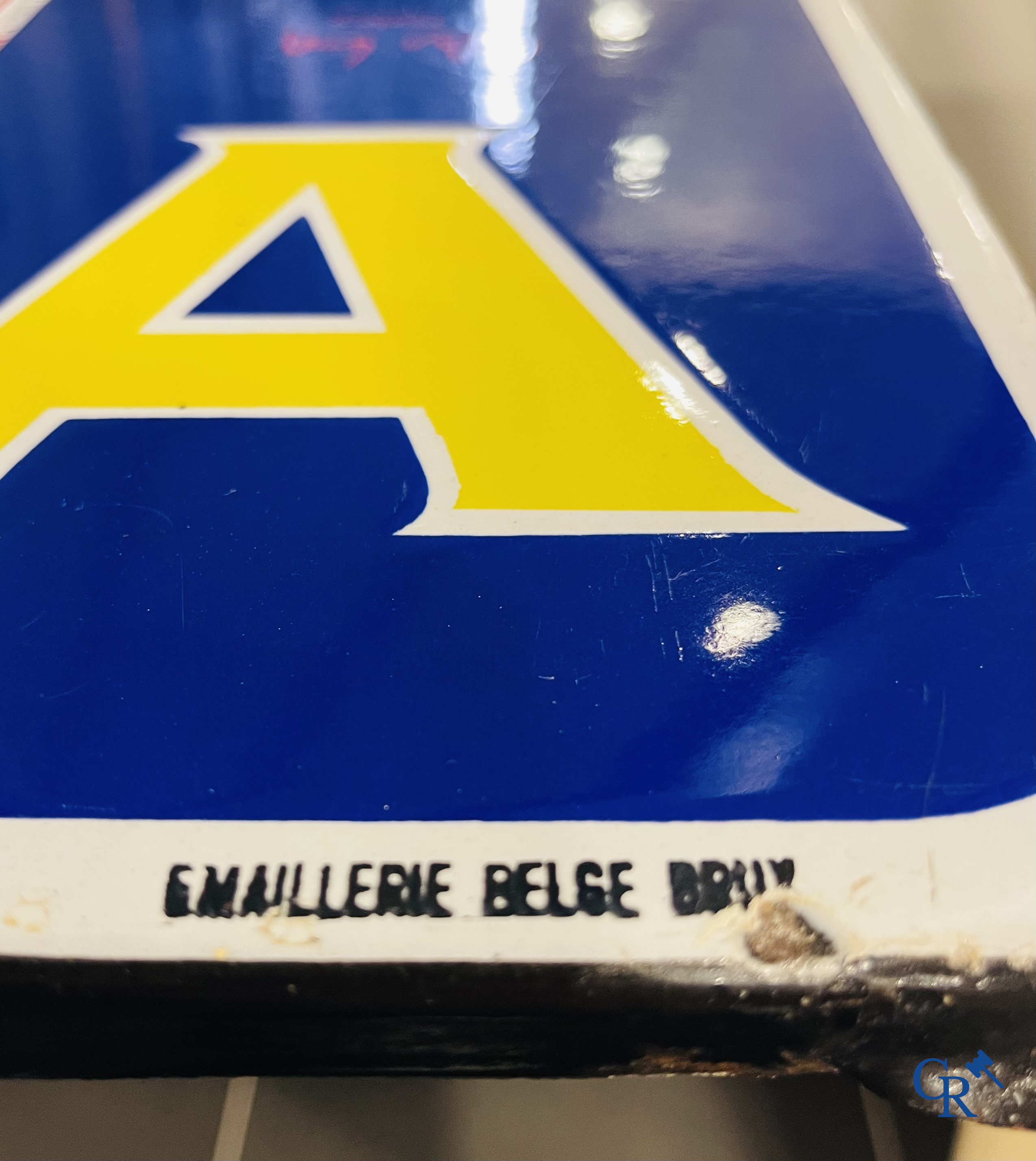 Spa, enamel advertising sign with Pierrot designed by Jean d 'Ylen. Emaillerie Belge Bruxelles 1956.