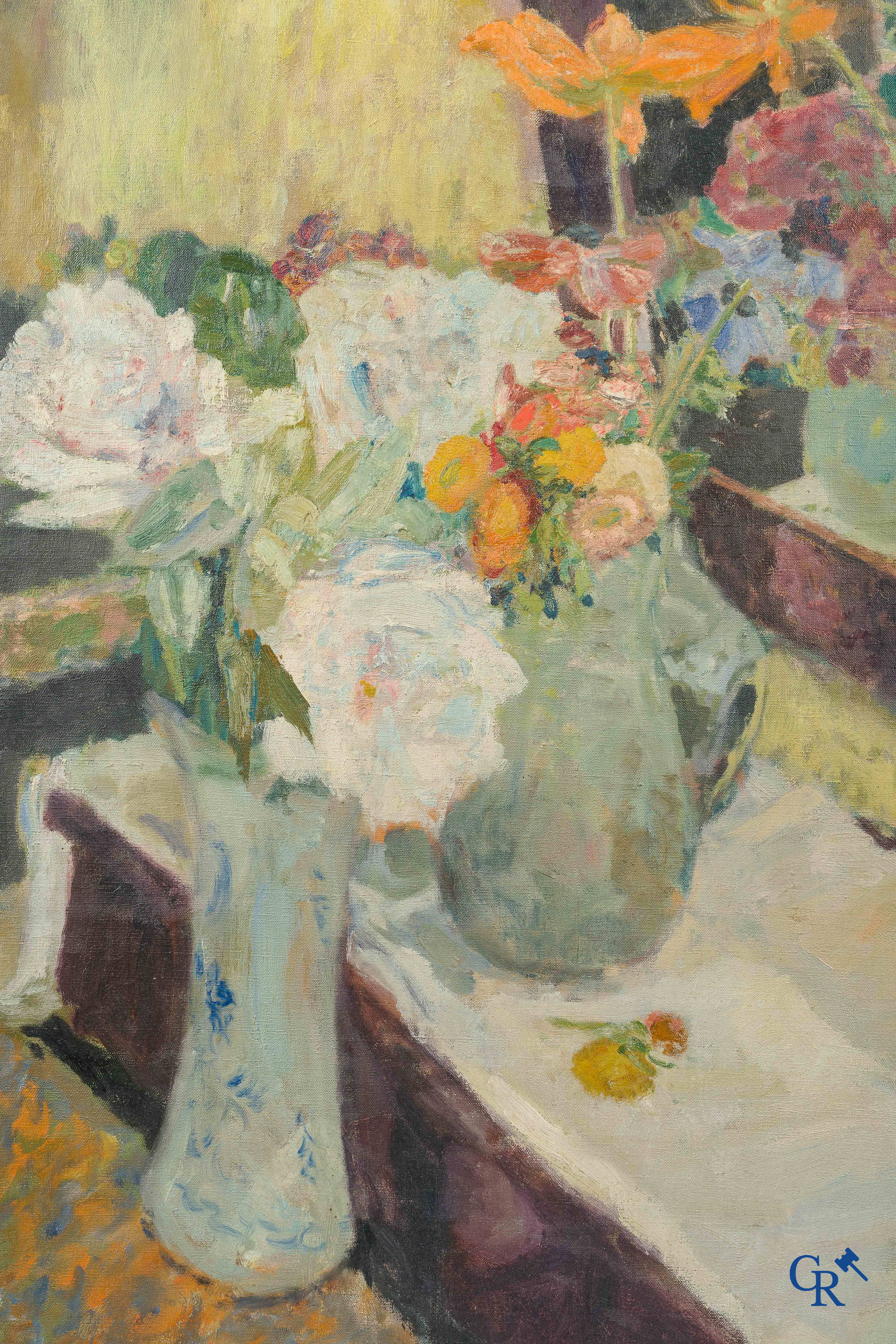 Armand Apol (1879-1950) Nature morte aux fleurs. Huile sur toile. Signée et datée 1921 en bas à gauche.