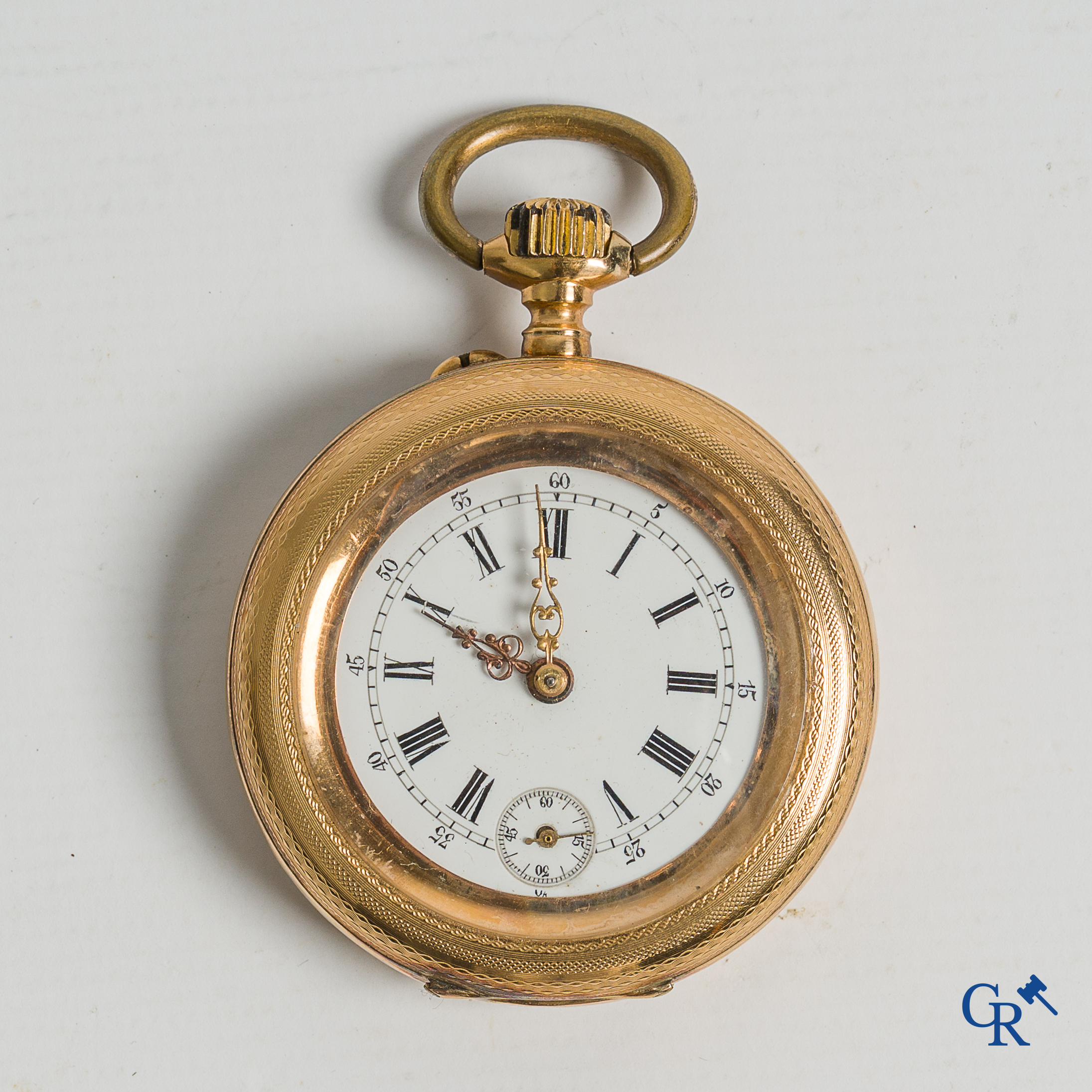 Montres. Ancien montre de poche avec boîtier en or 18 carats 750°/00.