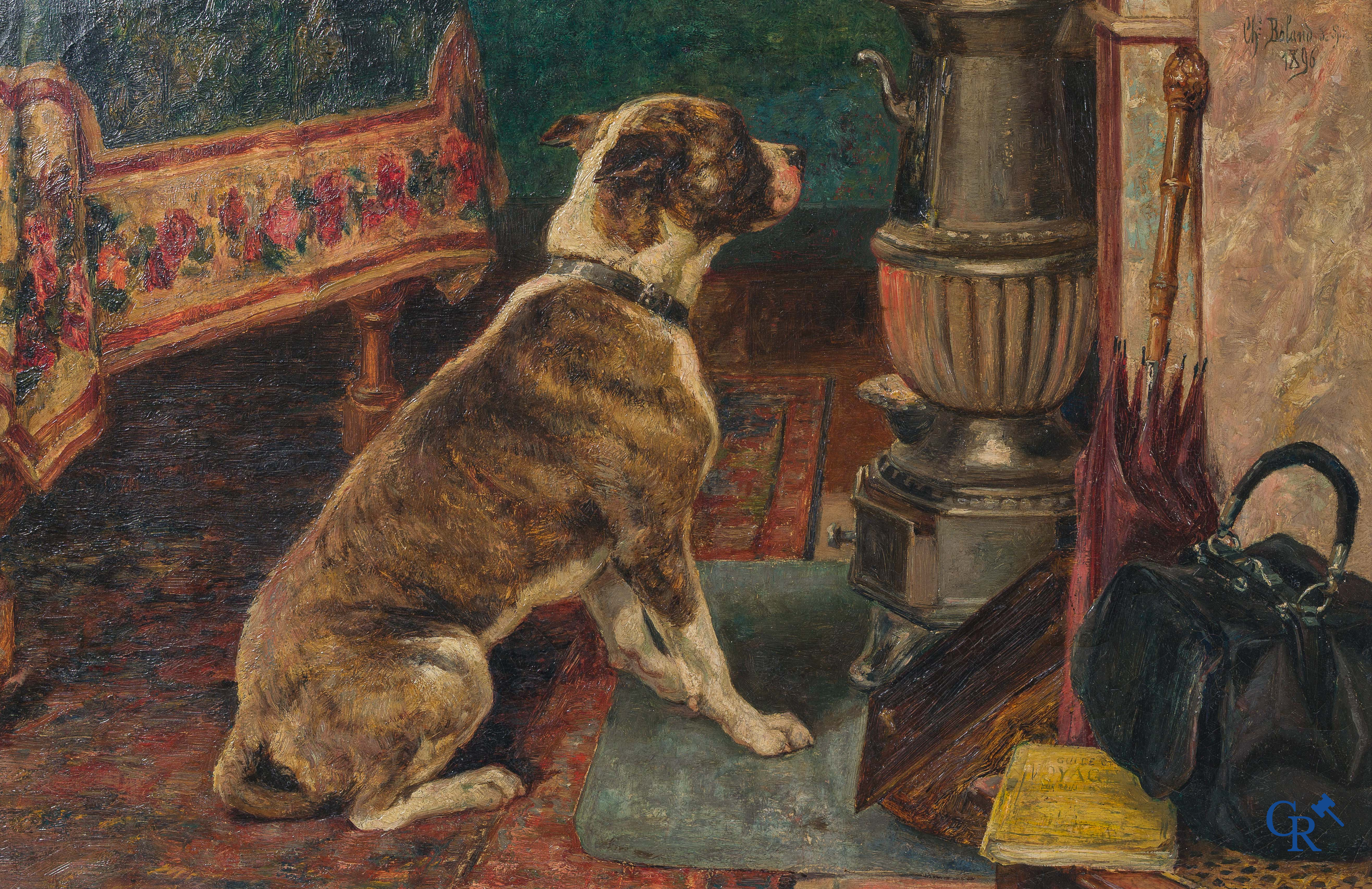 Charles Boland de Spa. "Le Retour au foyer"  Huile sur toile. Signé et daté 1896 en haut à droite.