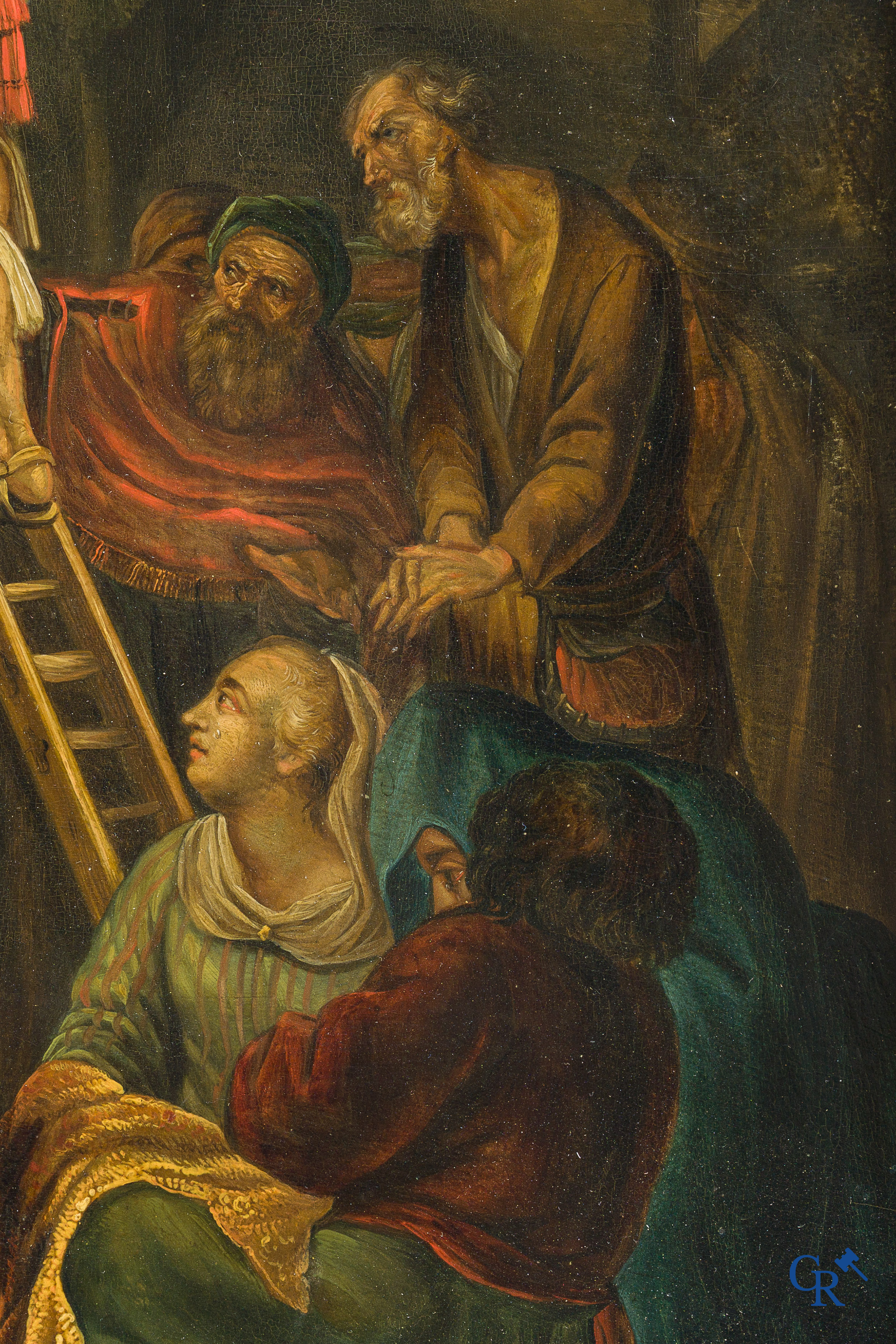 Schilderij. Naar Rembrandt van Rijn. De kruisafname. Olie op paneel, geparketteerd. 18e eeuw.