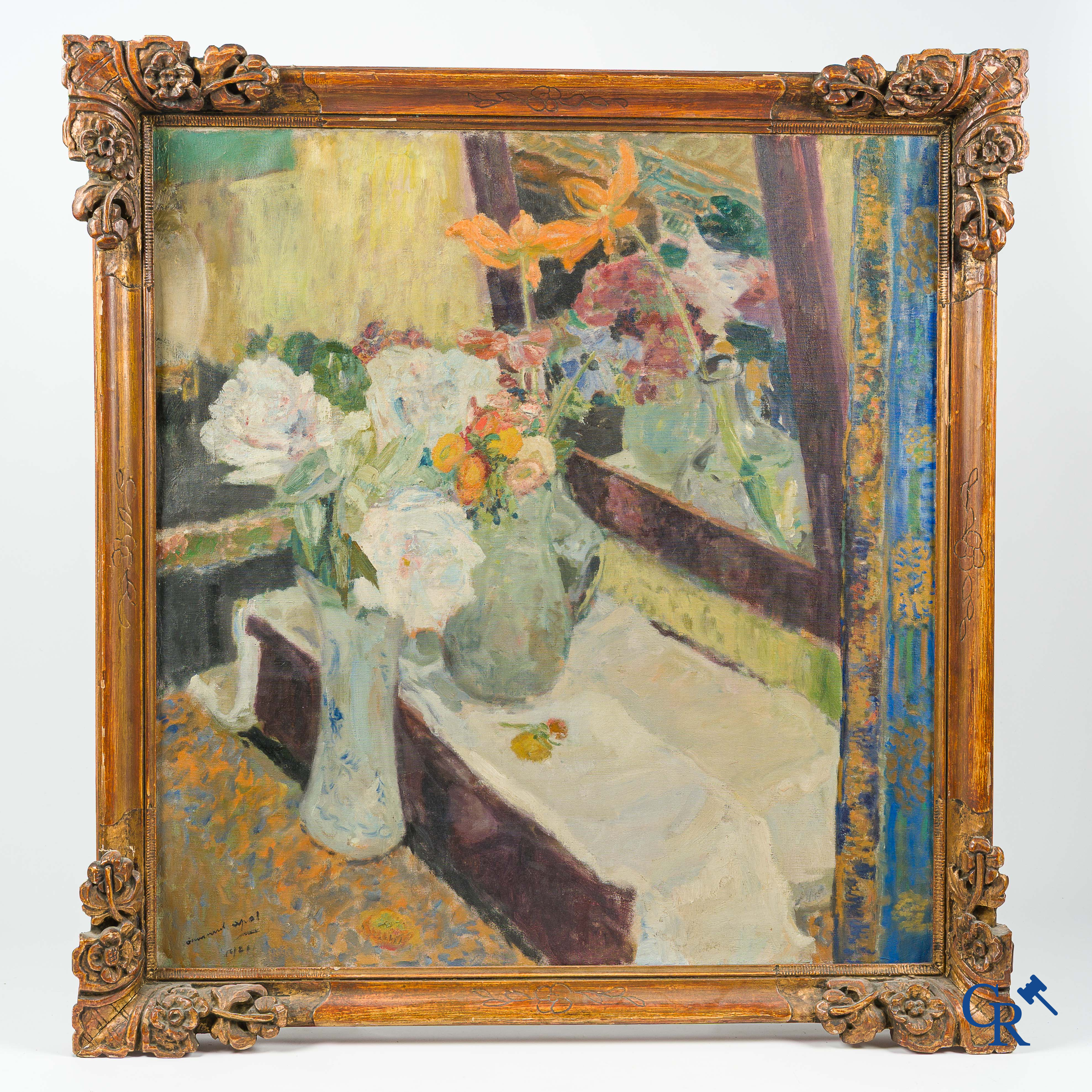Armand Apol (1879-1950) Nature morte aux fleurs. Huile sur toile. Signée et datée 1921 en bas à gauche.