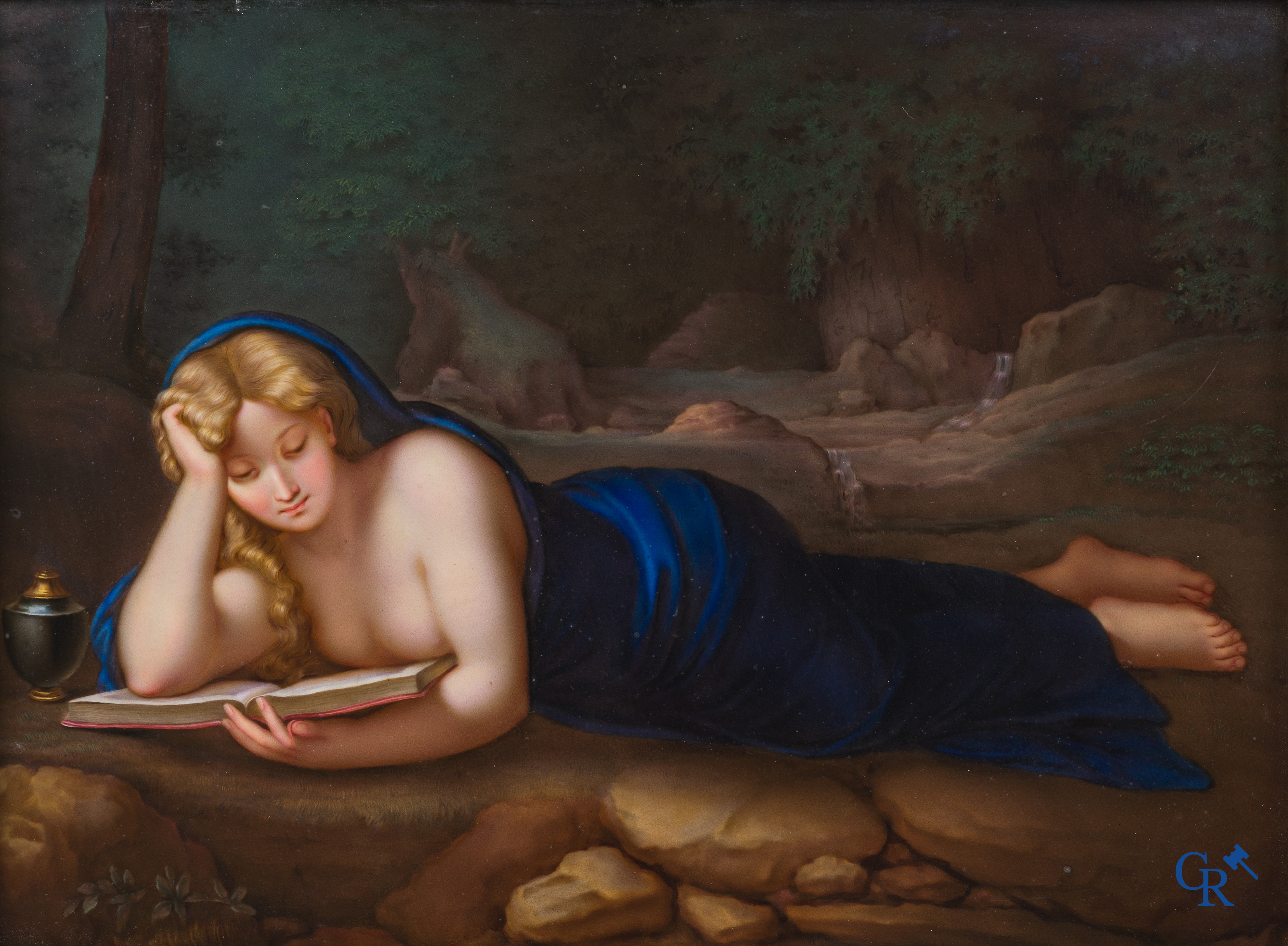 Porcelaine allemande. Meissen. D'après l'oeuvre d'Antonia da Correggio. "Sainte Marie-Madeleine lisant dans le désert".