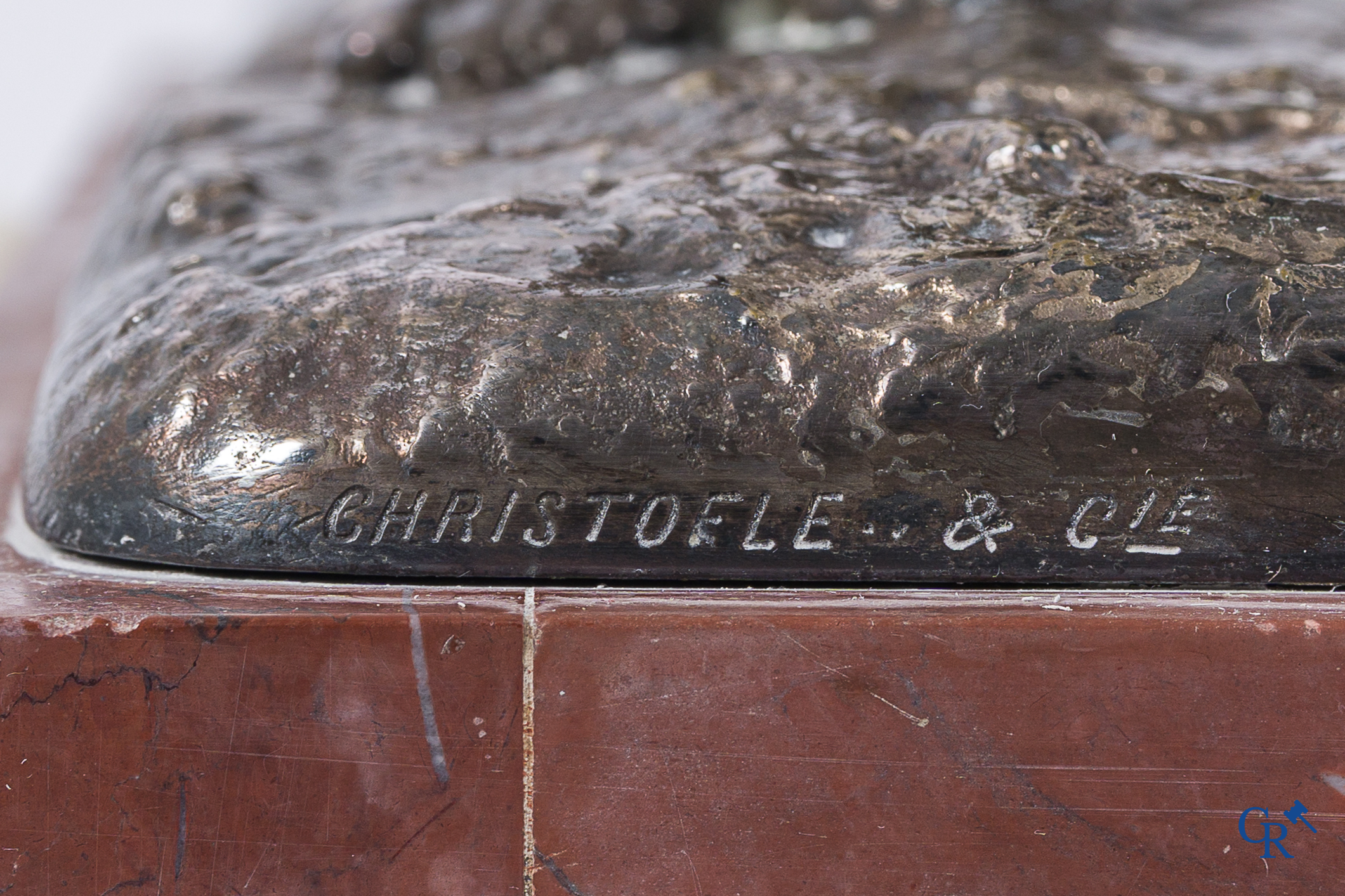 Christofle & Cie. Représentation en bronze argenté d'un éleveur de boeuf. Signé et numéroté. Fin du 19ème siècle.
