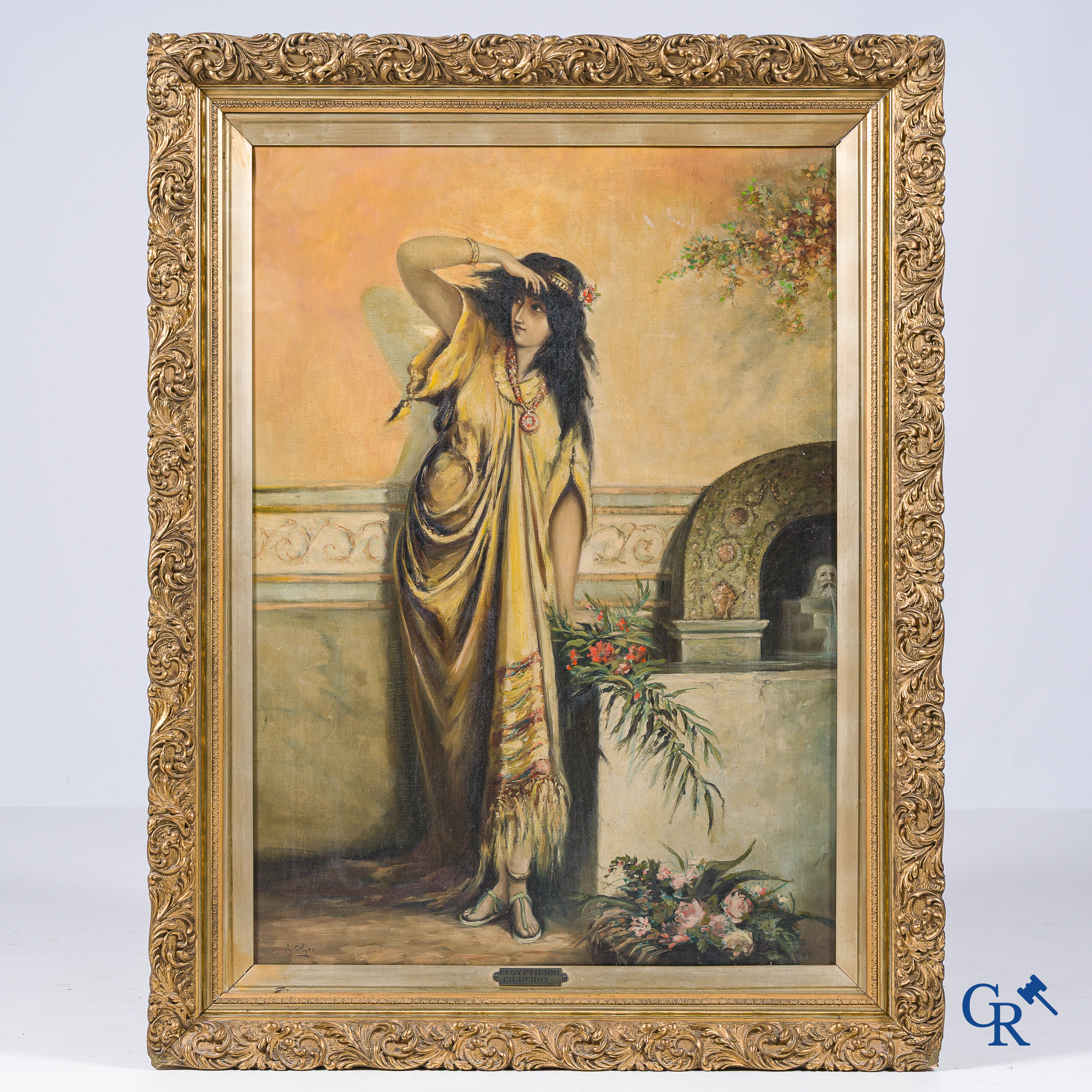 Charles Dehoy (1872-1940) "l'Egyptienne" Olie op doek, Linksonder gesigneerd.