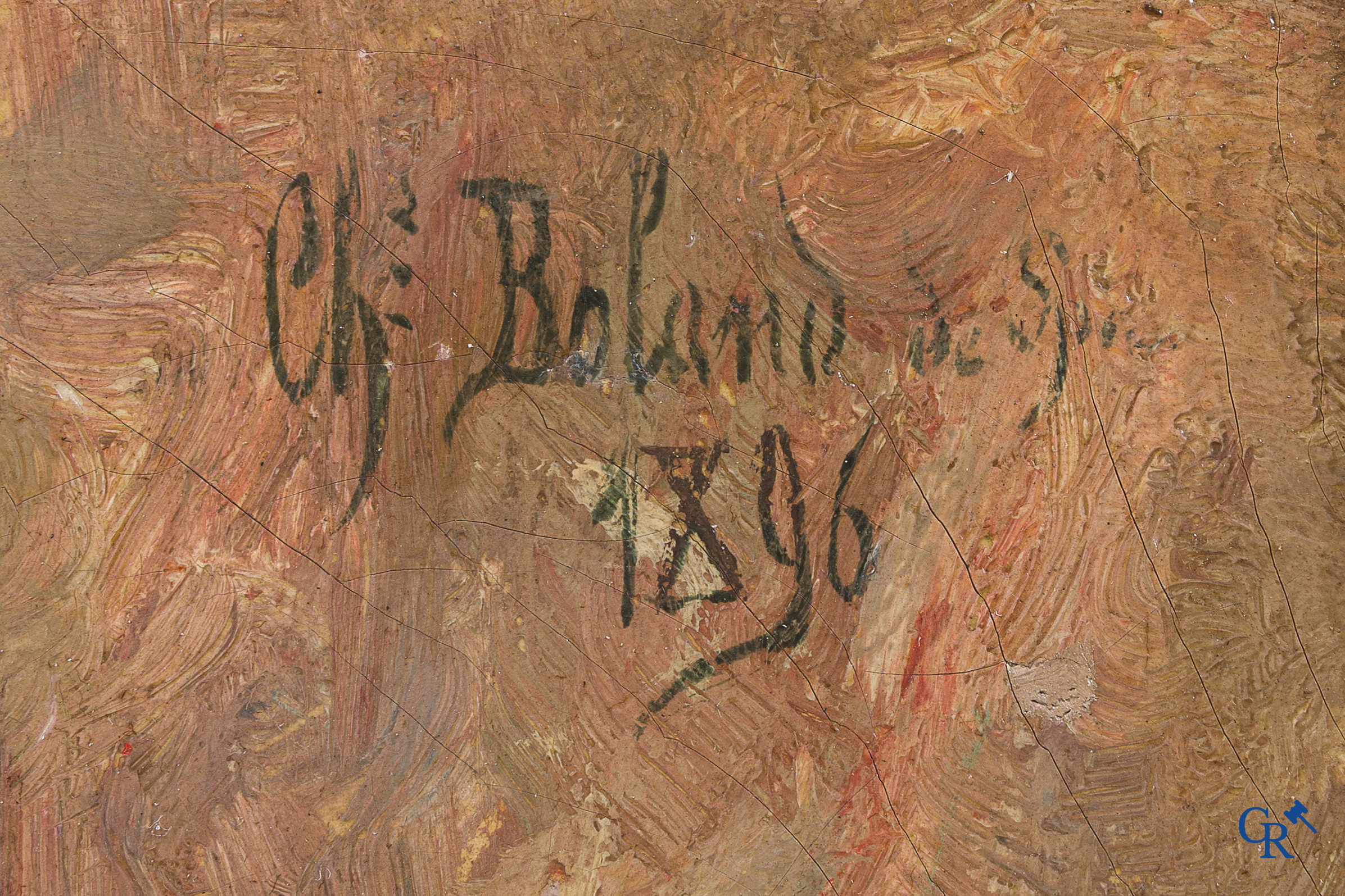 Charles Boland de Spa. "Le Retour au foyer"  Huile sur toile. Signé et daté 1896 en haut à droite.