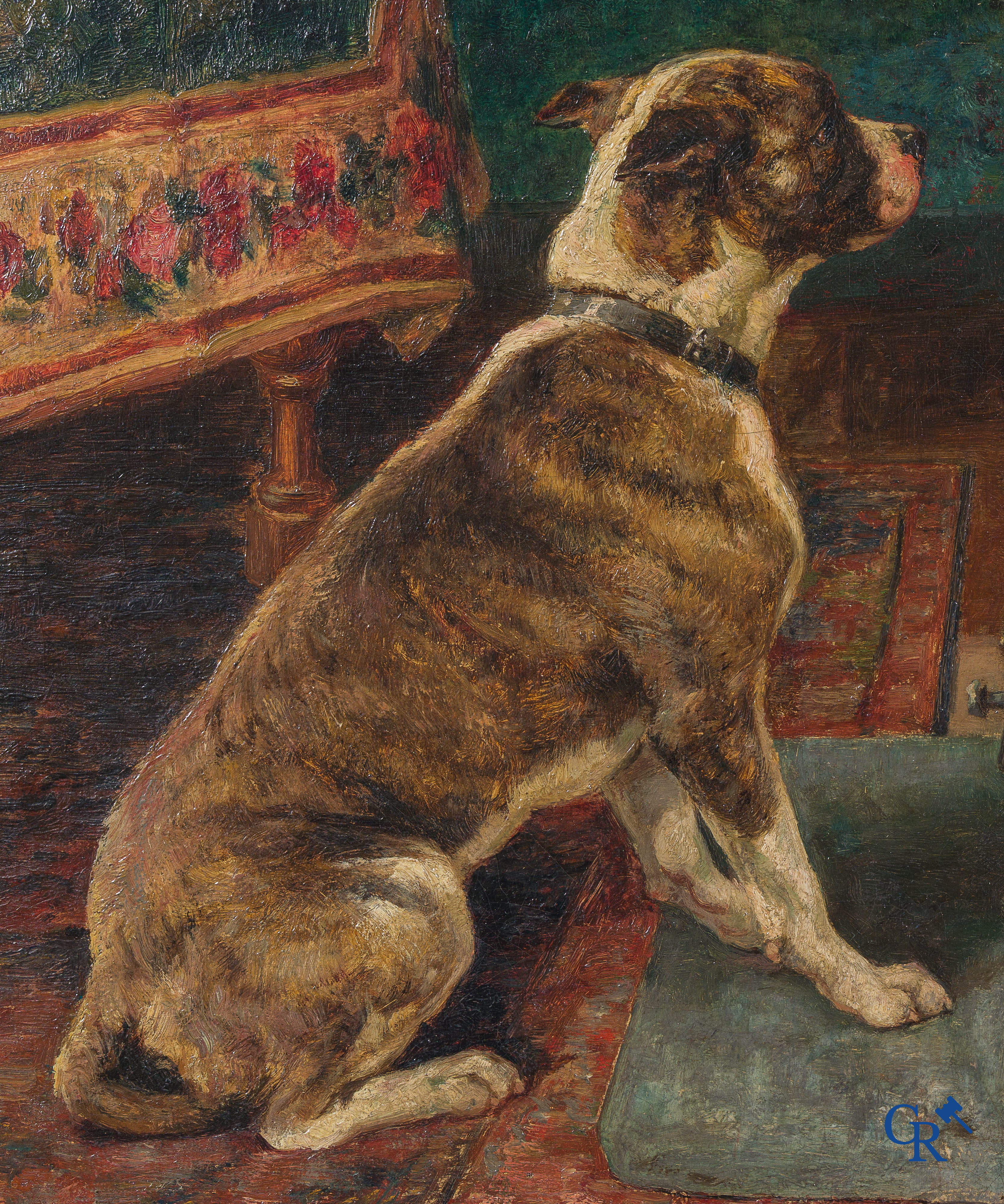 Charles Boland de Spa. "Le Retour au foyer"  Huile sur toile. Signé et daté 1896 en haut à droite.