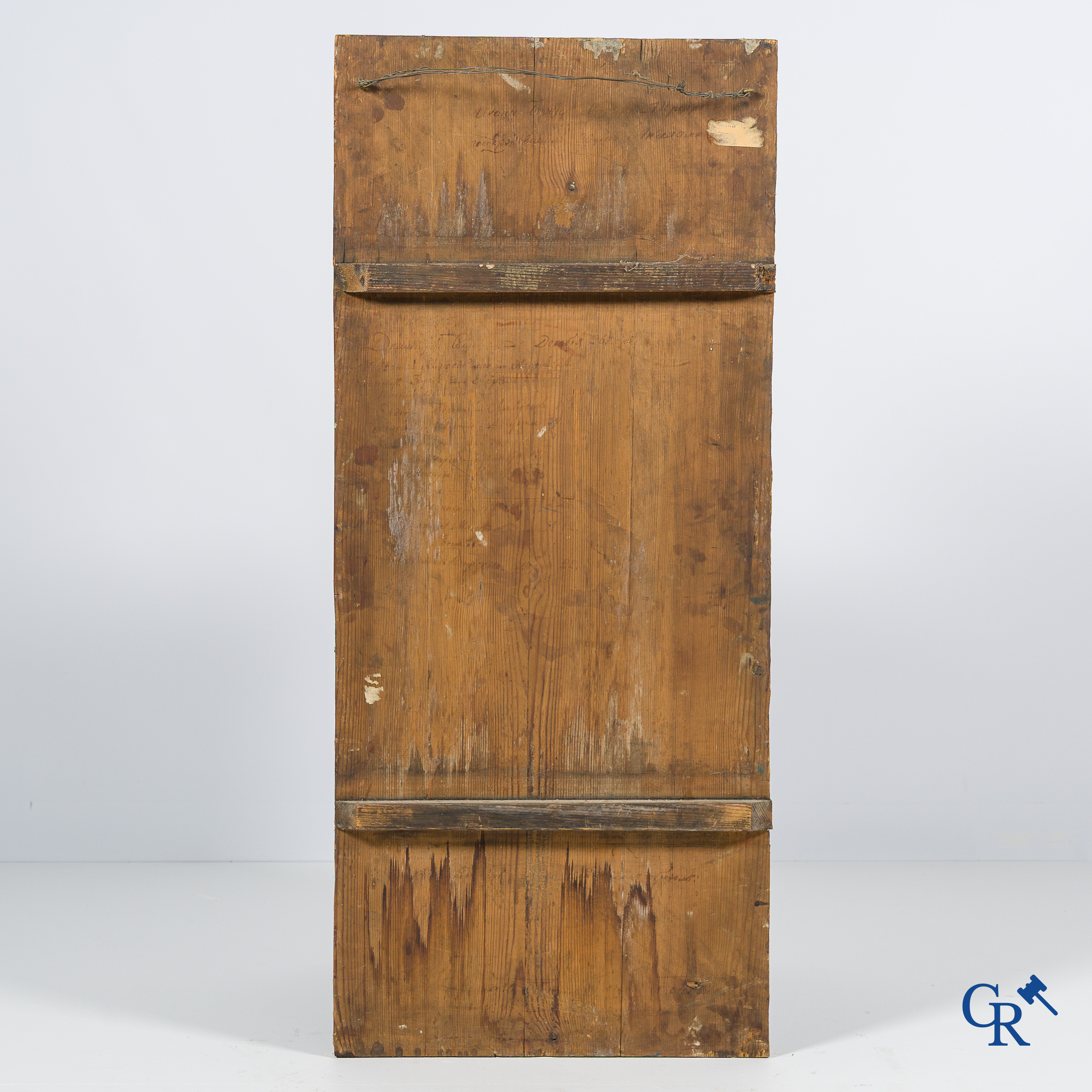 Objets religieux. Importante icône orthodoxe russe représentant la vénération des saints. XIXe siècle.