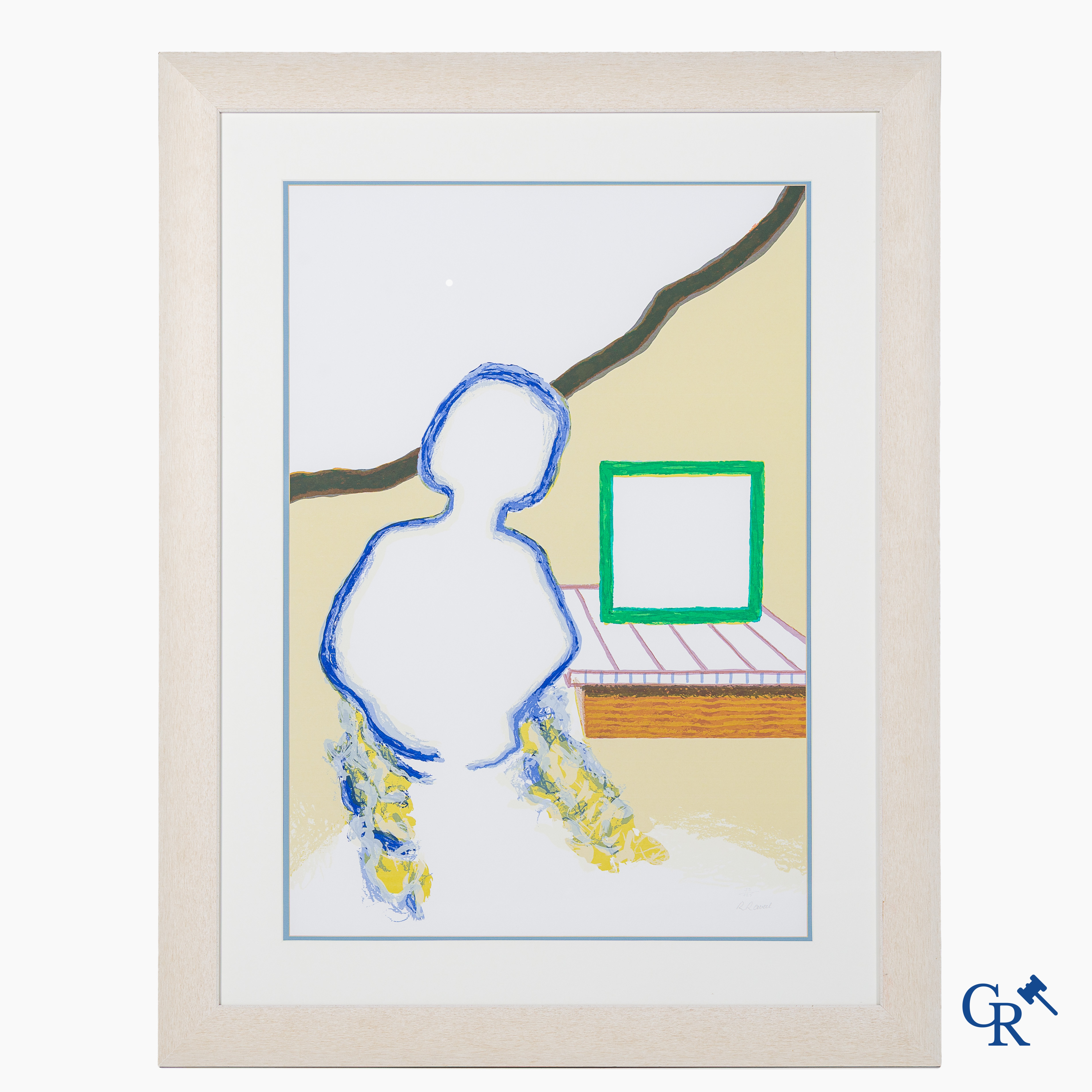 Roger Raveel (1921-2013)(*) "Puis elle s'assit à une table". Importante sérigraphie en couleurs. Numérotée 73/125.