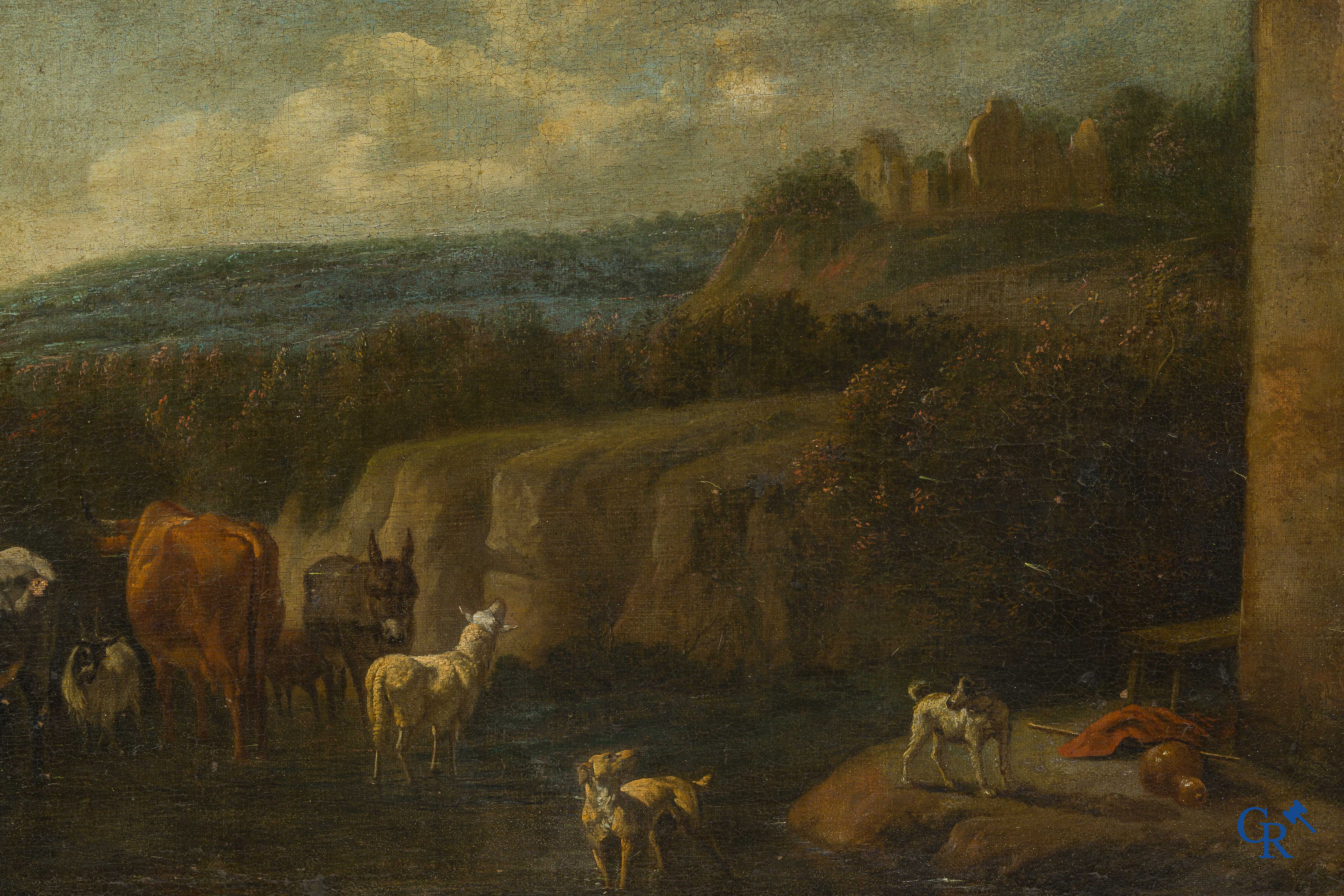 Karel Dujardin (Amsterdam 1626-Venise 1678) (attribué à) Troupeau dans un paysage italien. XVIIe siècle.