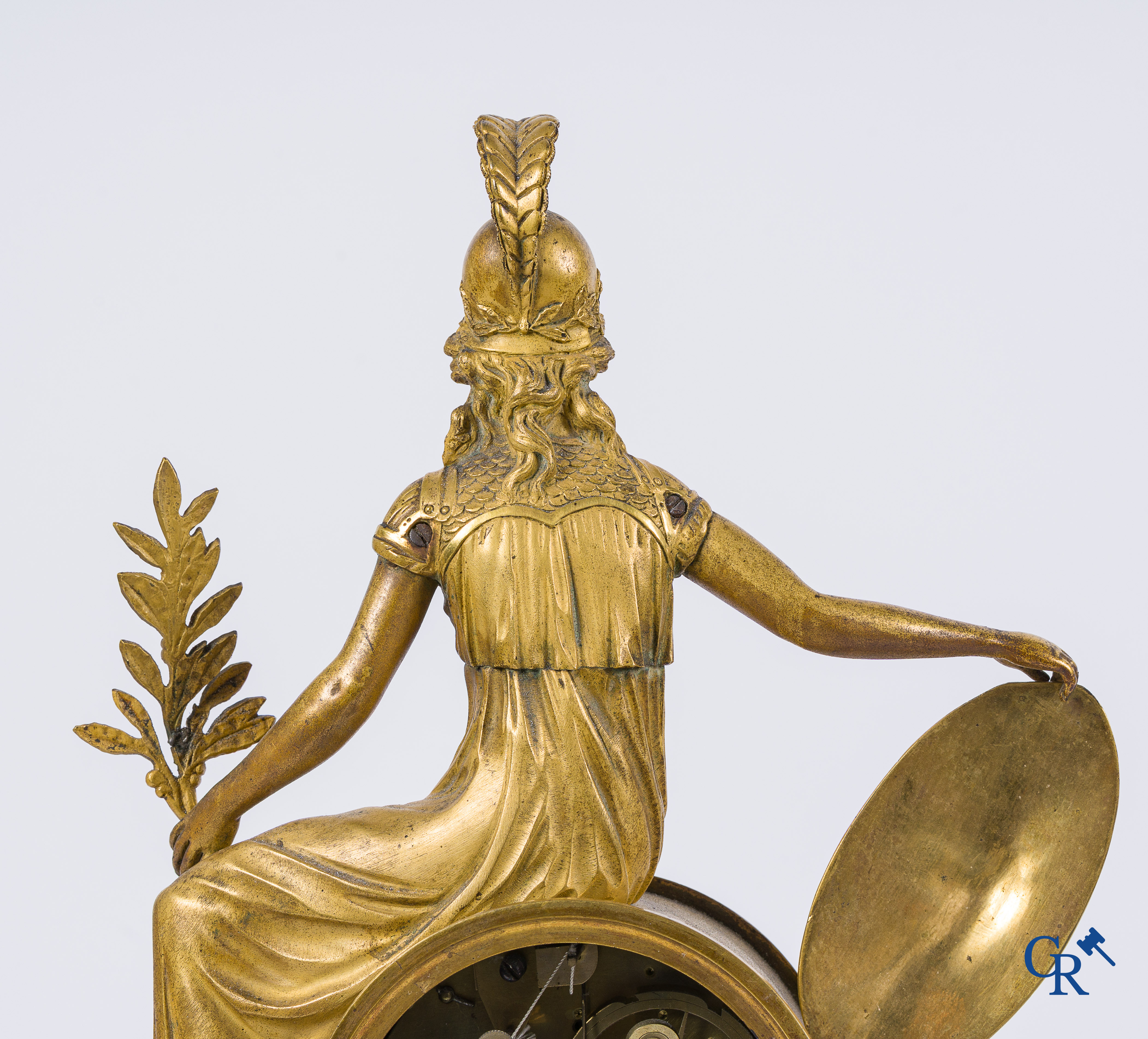 Deverberie & Sigisbert-François Michel. Pendule et paire d'aiguières en bronze finement ciselé et doré. Fin du XVIIIème siècle.