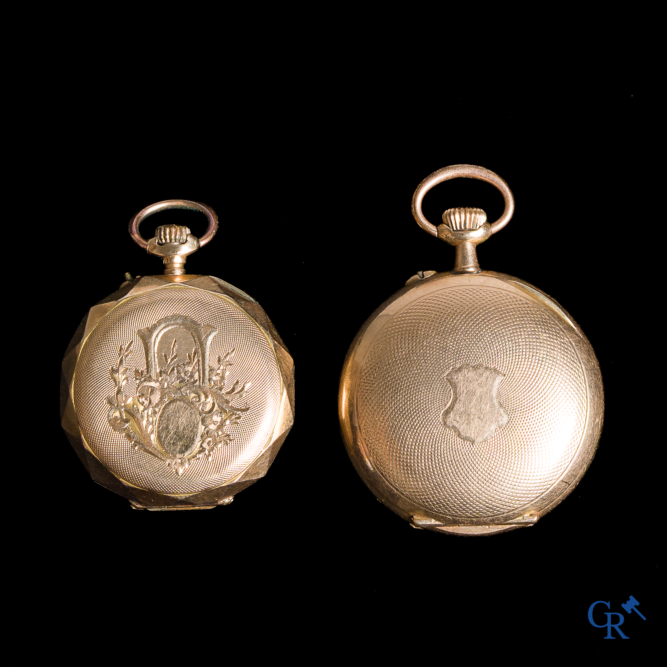 Montres. 2 montres de poche pour dames en or 750°/00.