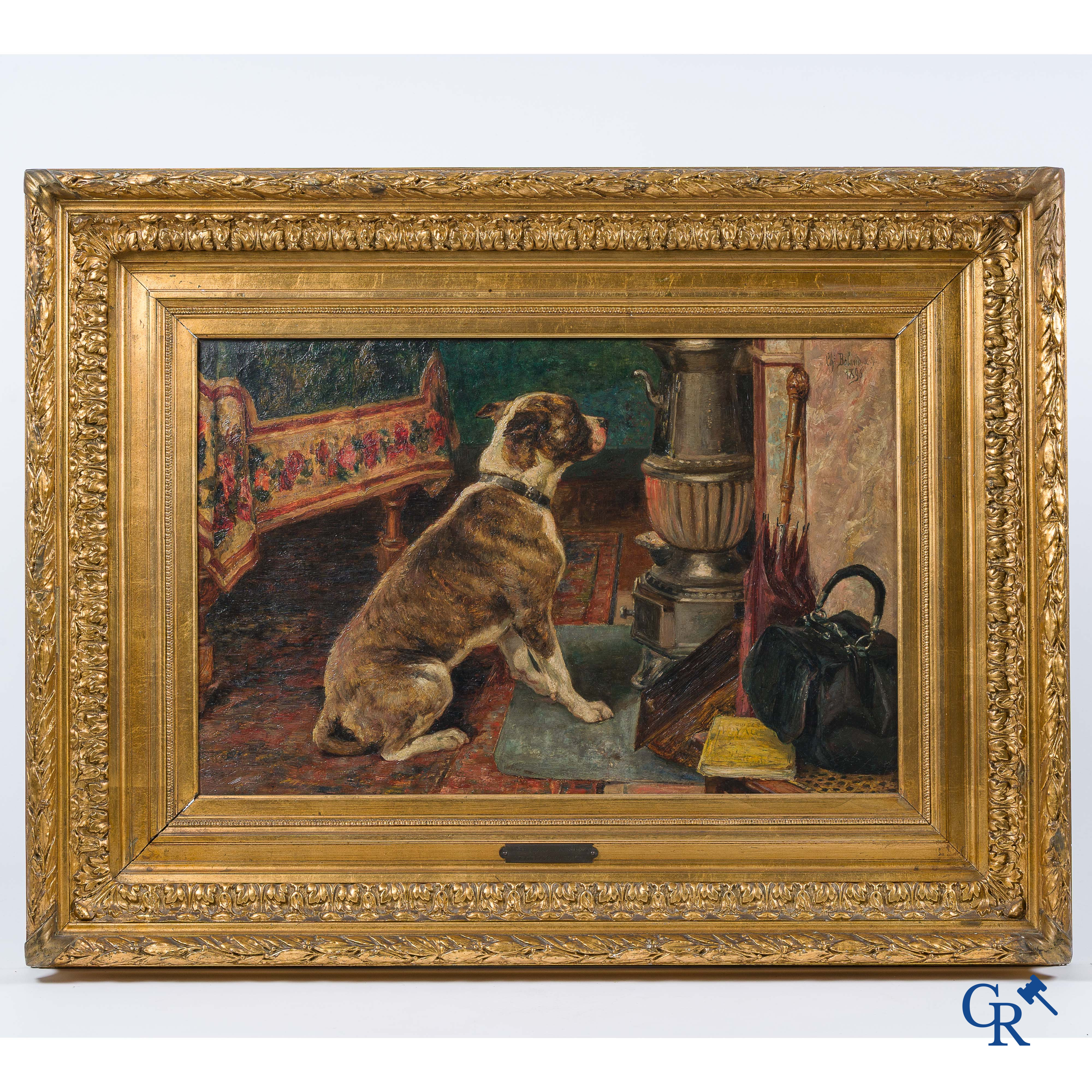 Charles Boland de Spa. "Le Retour au foyer"  Huile sur toile. Signé et daté 1896 en haut à droite.