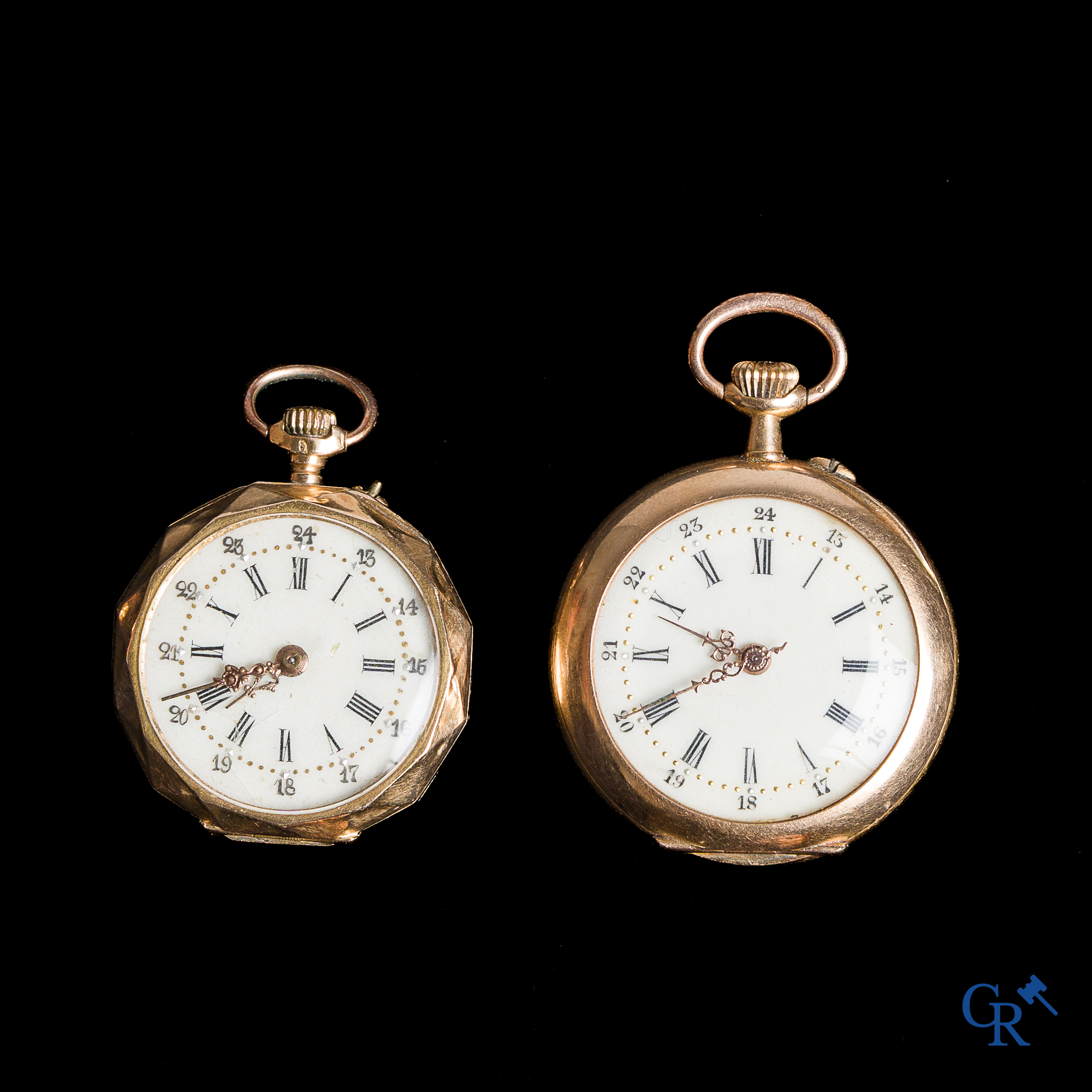 Montres. 2 montres de poche pour dames en or 750°/00.