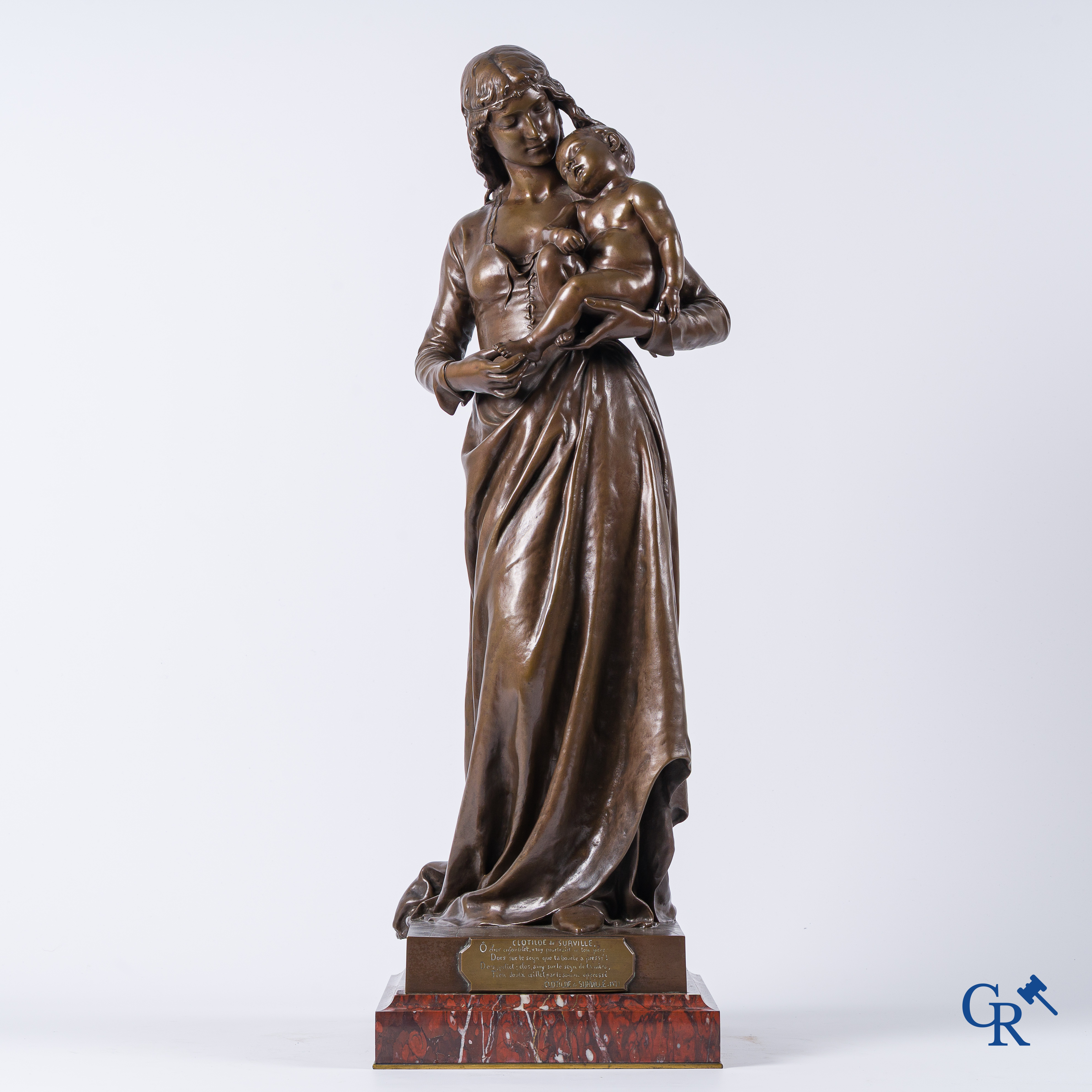 Jean Gautherin (1840-1890) en gieterij Barbedienne. Clotilde de Surville. Bronzen beeld met bruine patine.