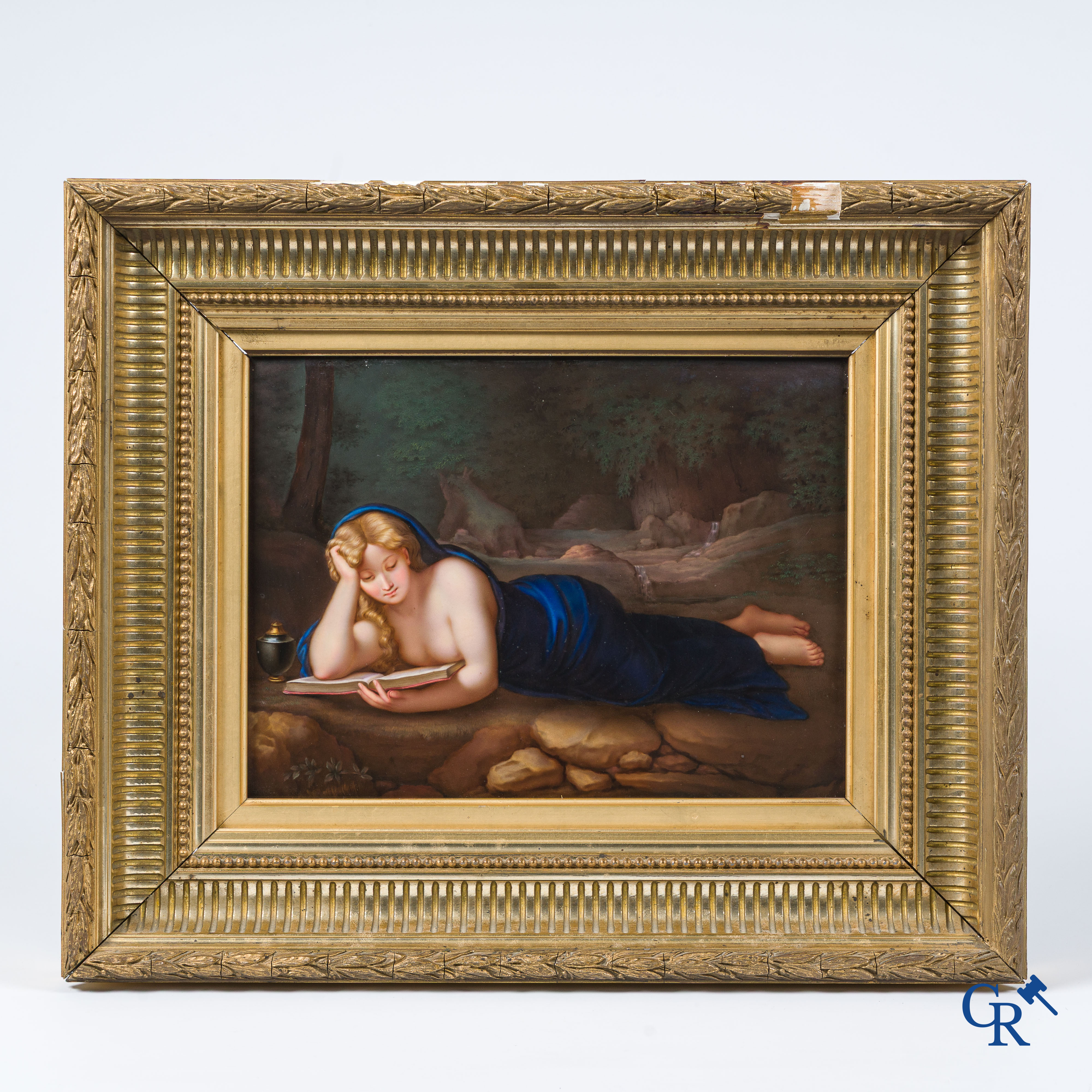 Porcelaine allemande. Meissen. D'après l'oeuvre d'Antonia da Correggio. "Sainte Marie-Madeleine lisant dans le désert".