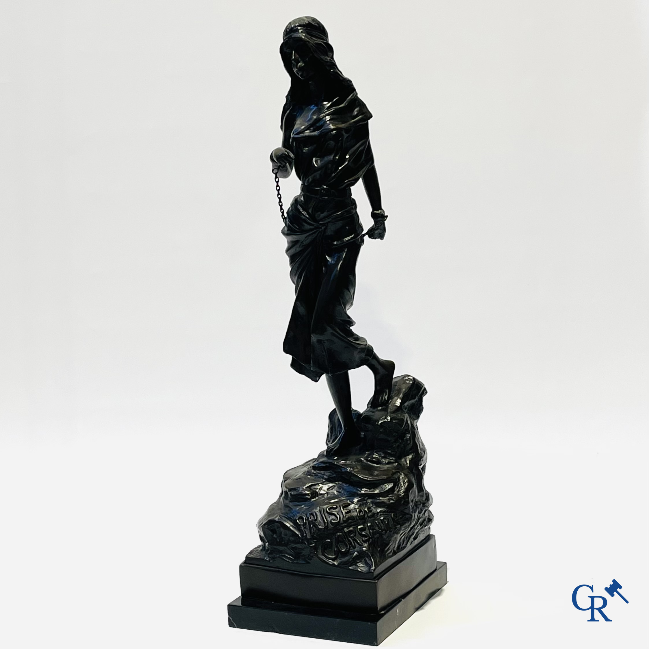 Bronzen beeld (postuum) naar Emmanuel Villanis. "Prise de corsaire".