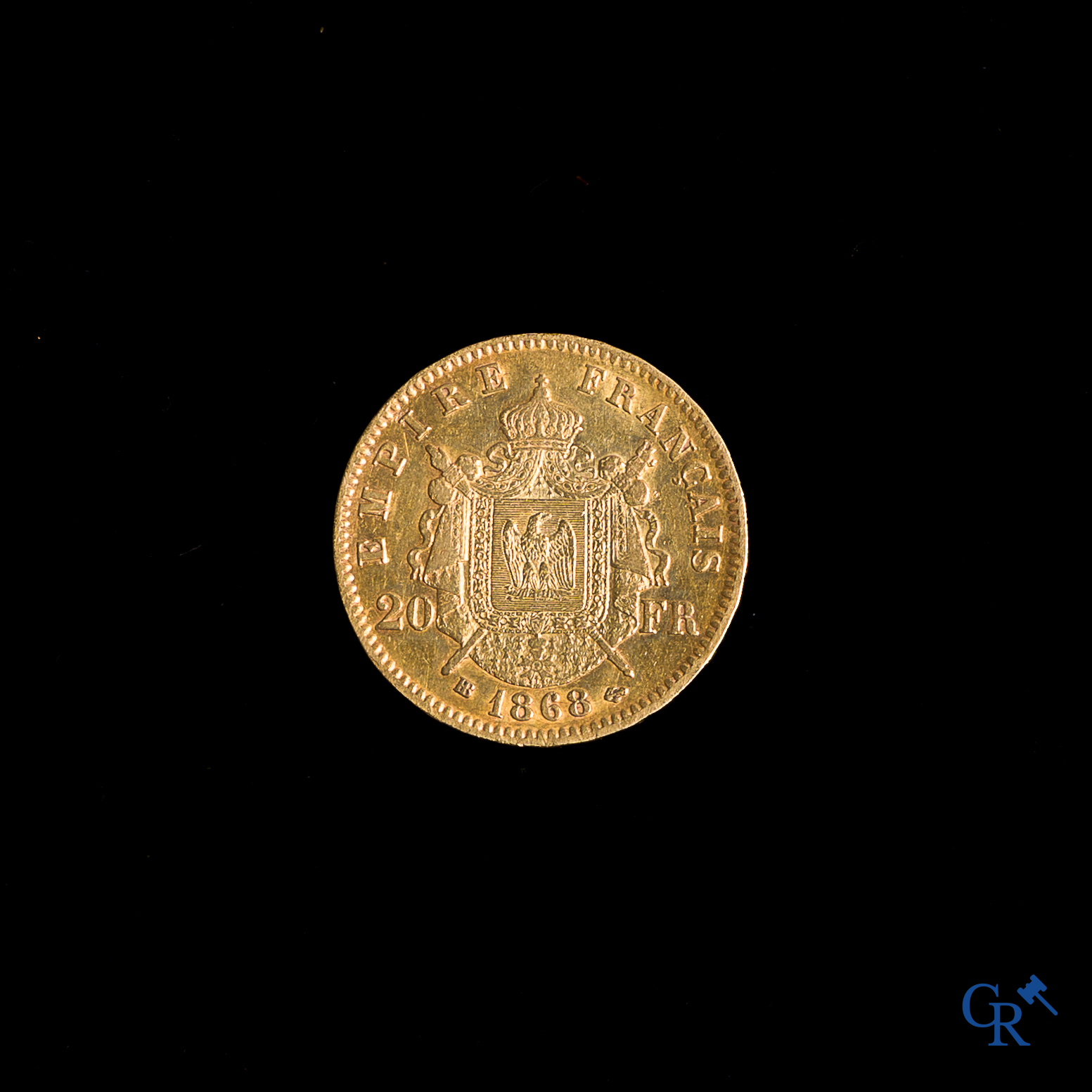 Pièce en or Napoléon III 20 francs, 1868.