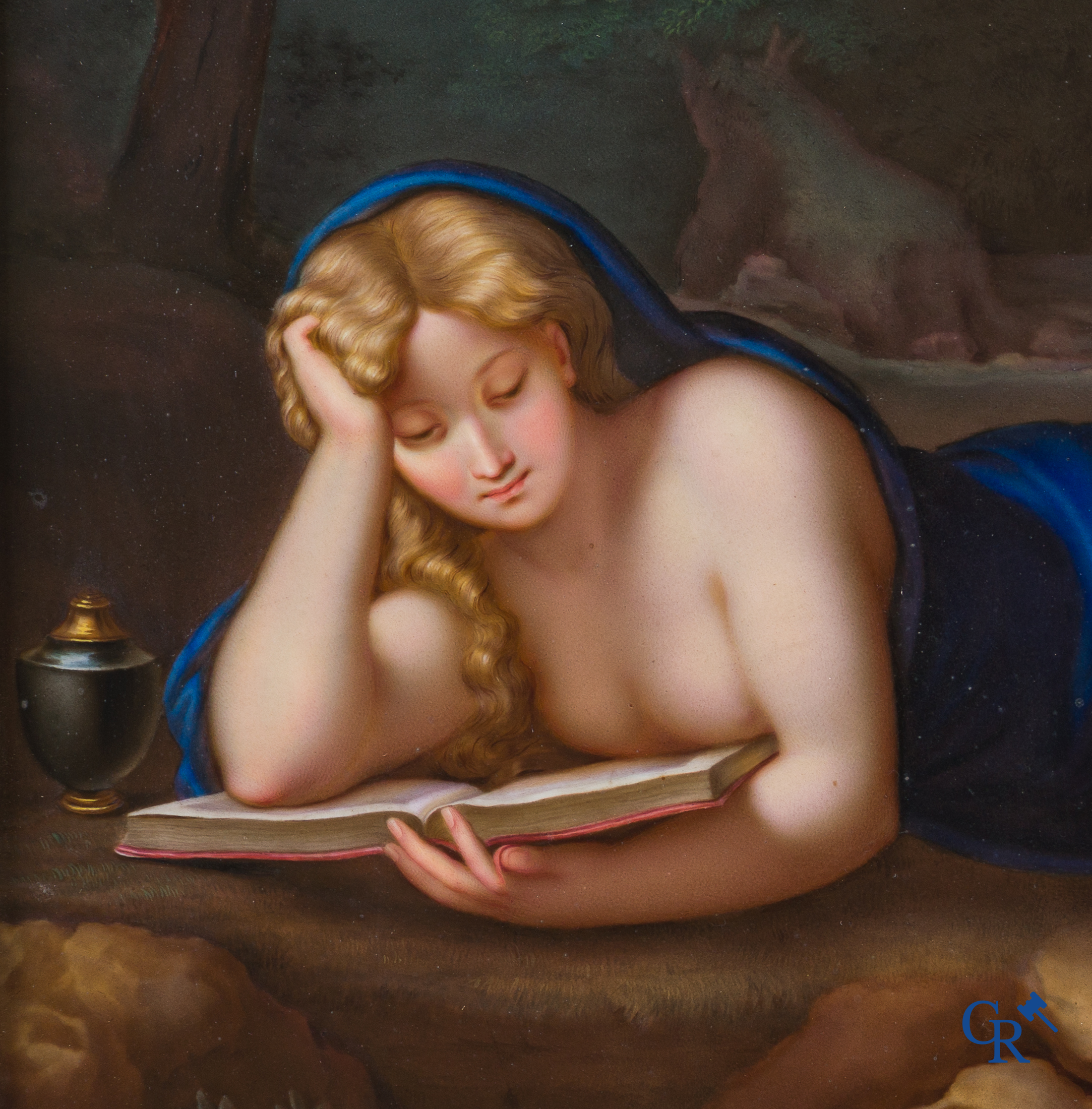 Porcelaine allemande. Meissen. D'après l'oeuvre d'Antonia da Correggio. "Sainte Marie-Madeleine lisant dans le désert".