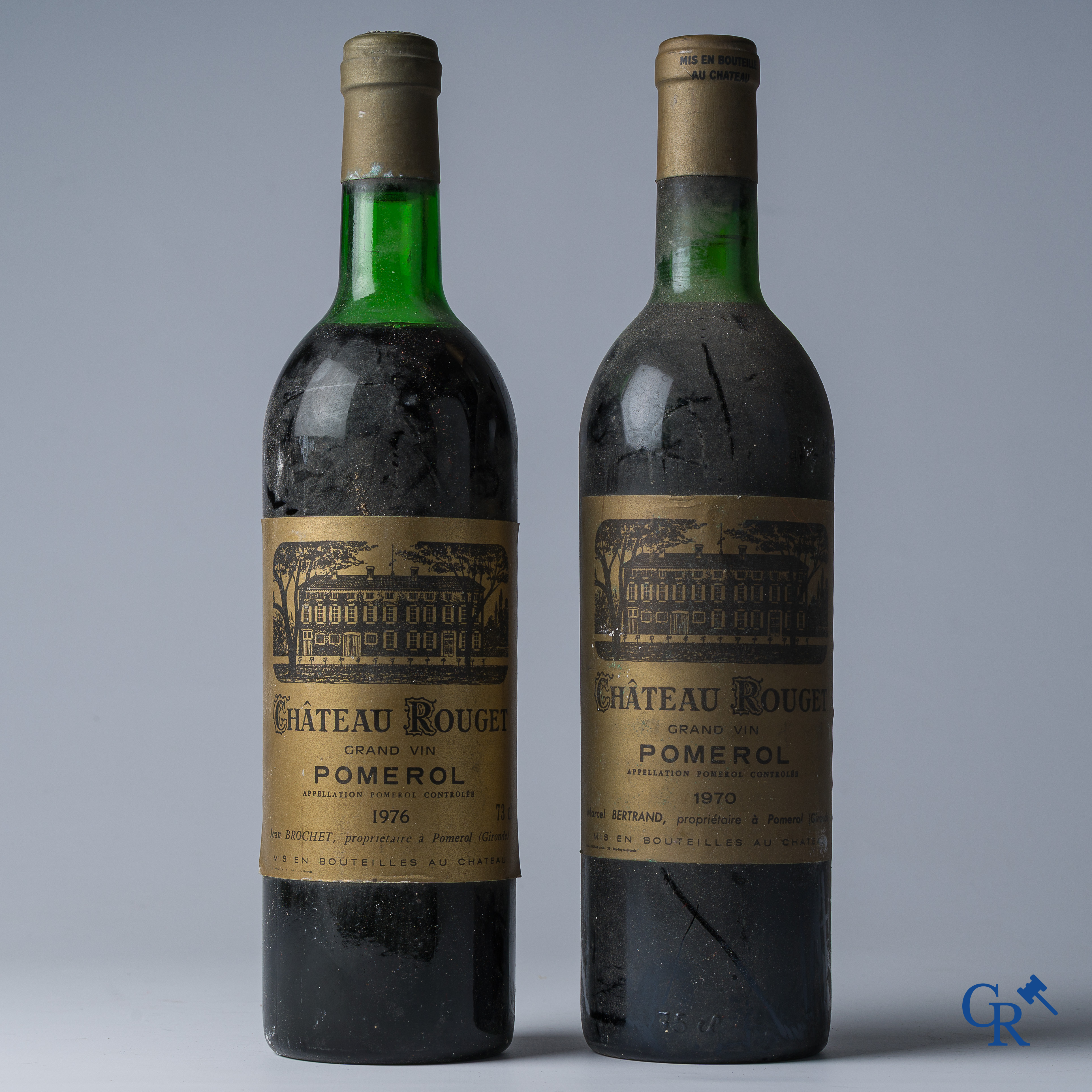 Wijnen. Château Rouget. 1 Fles Jean Brochet 1976 en 1 fles Marcel Bertrand 1970.