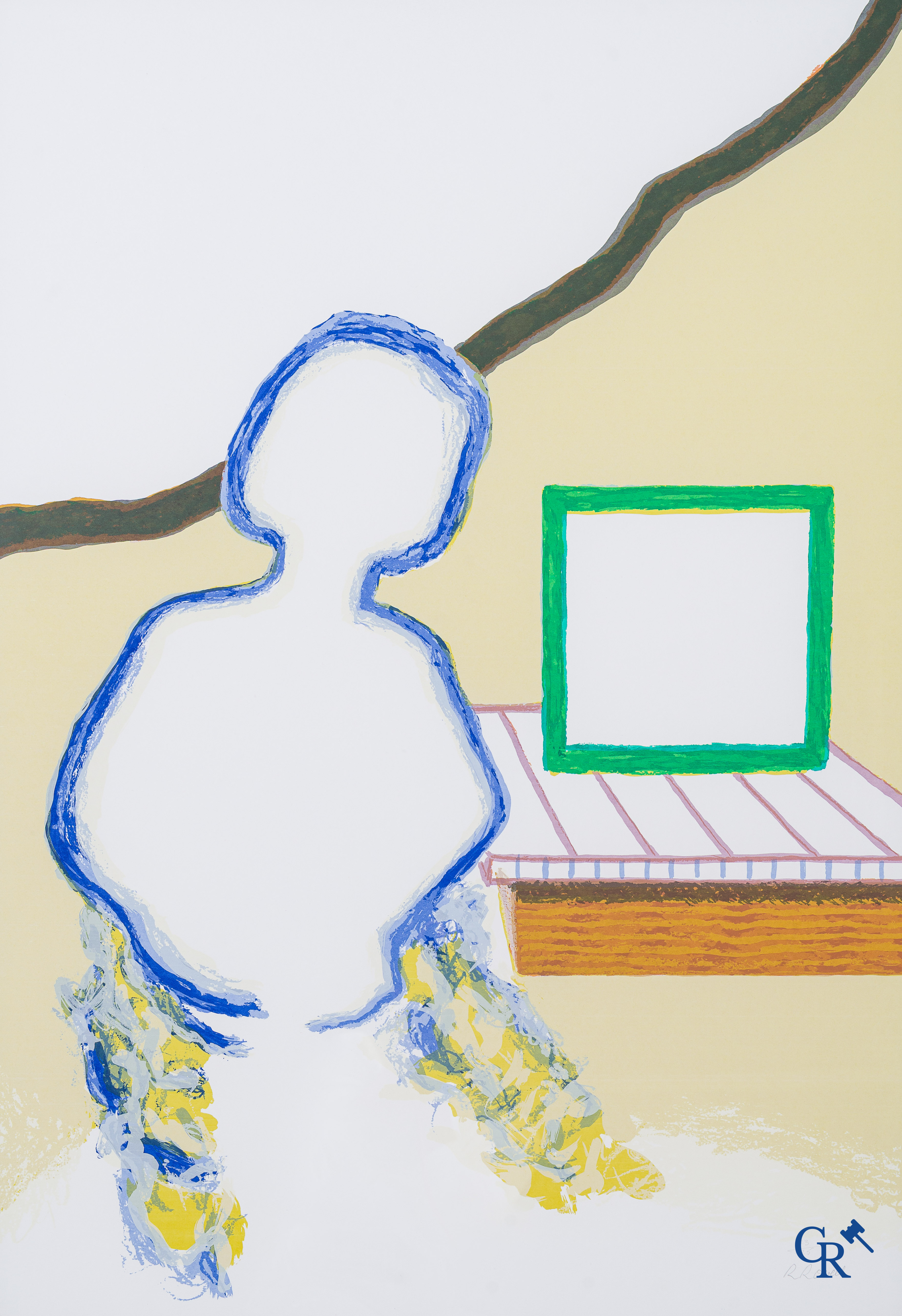 Roger Raveel (1921-2013)(*) "Puis elle s'assit à une table". Importante sérigraphie en couleurs. Numérotée 73/125.