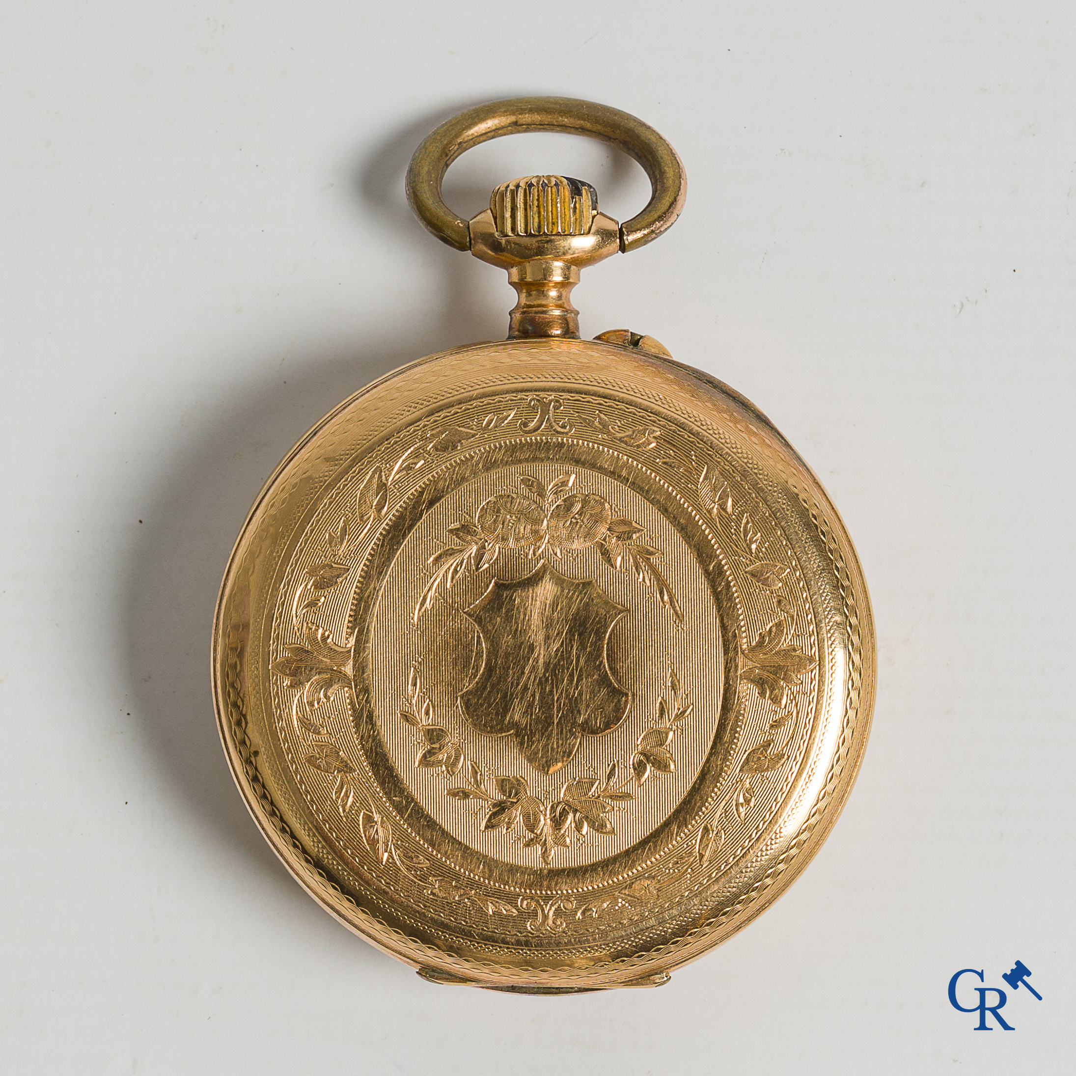 Montres. Ancien montre de poche avec boîtier en or 18 carats 750°/00.