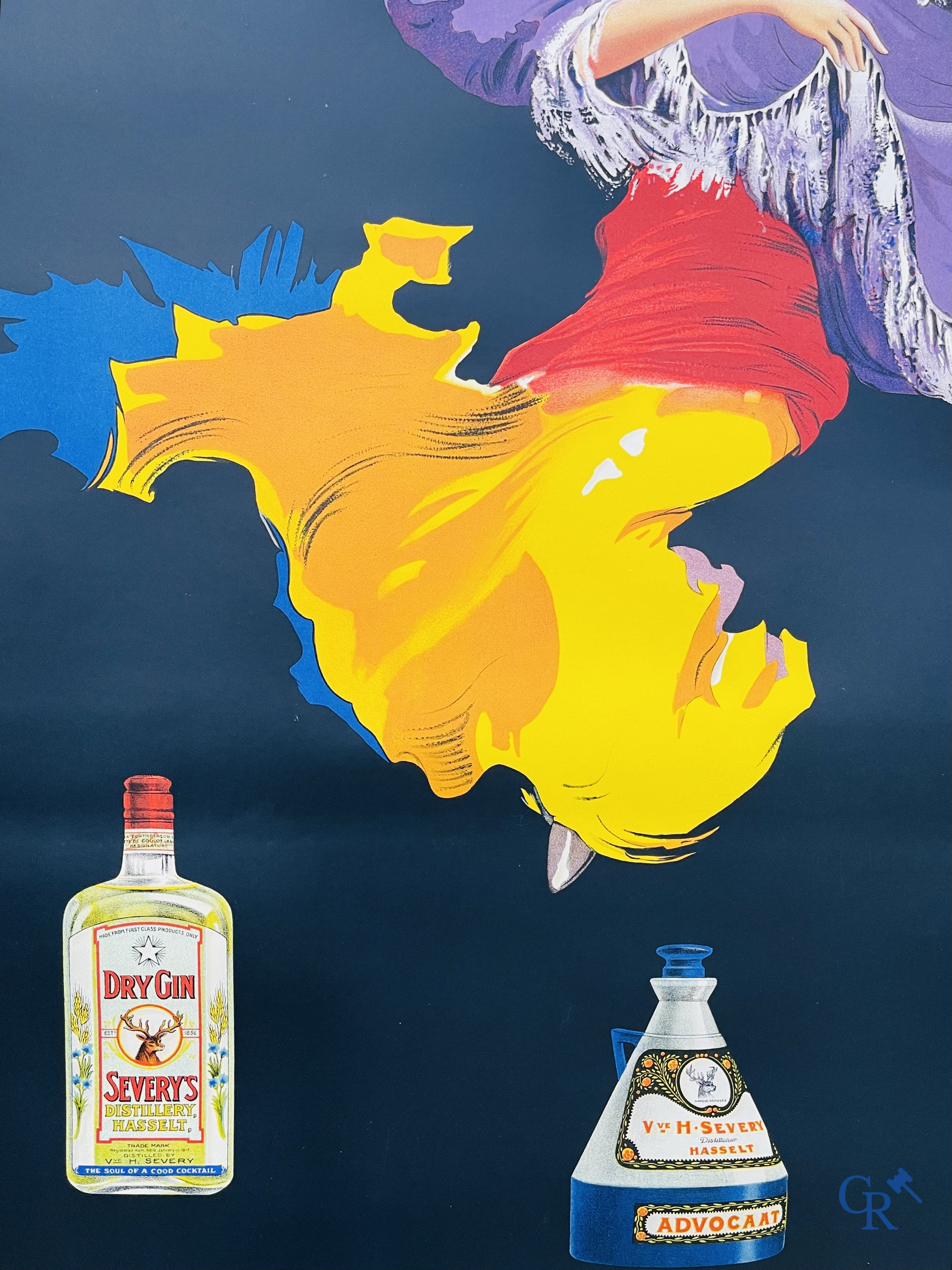 Roger Berckmans, Advertising poster for Liqueurs Severy from distillery Hasselt. Lith. O. De Rycker, Forest Brussels.
