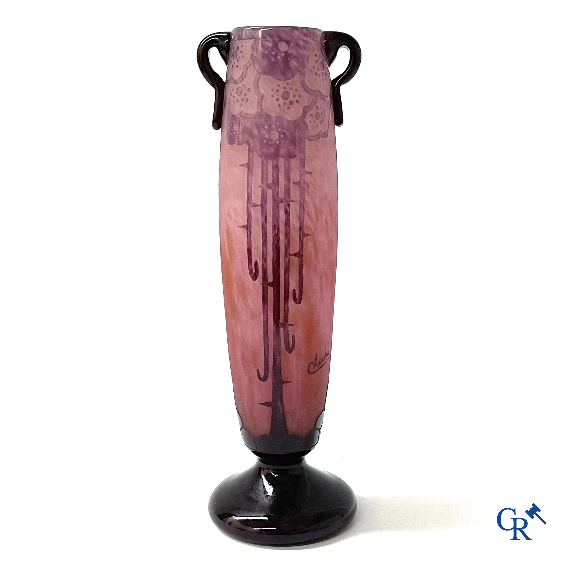 Art Deco, Charles Schneider. Grote art deco vaas in glaspasta, Circa 1930. Gesigneerd Charder en Le Verre Français.