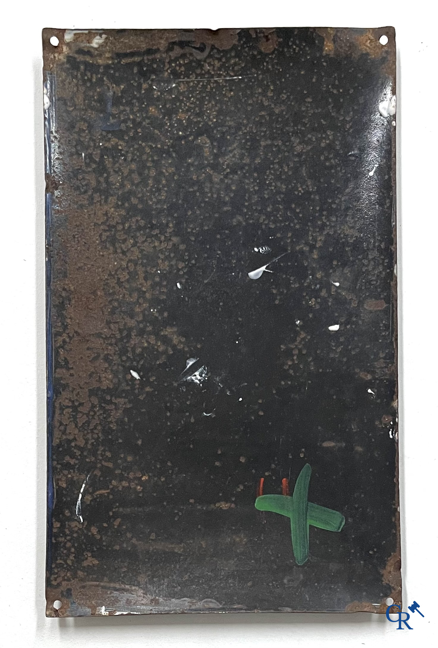 Prevoyance Sociale, enamel sign for Social Security insurances. Pyro-email Boos & Hahn. 1930's.